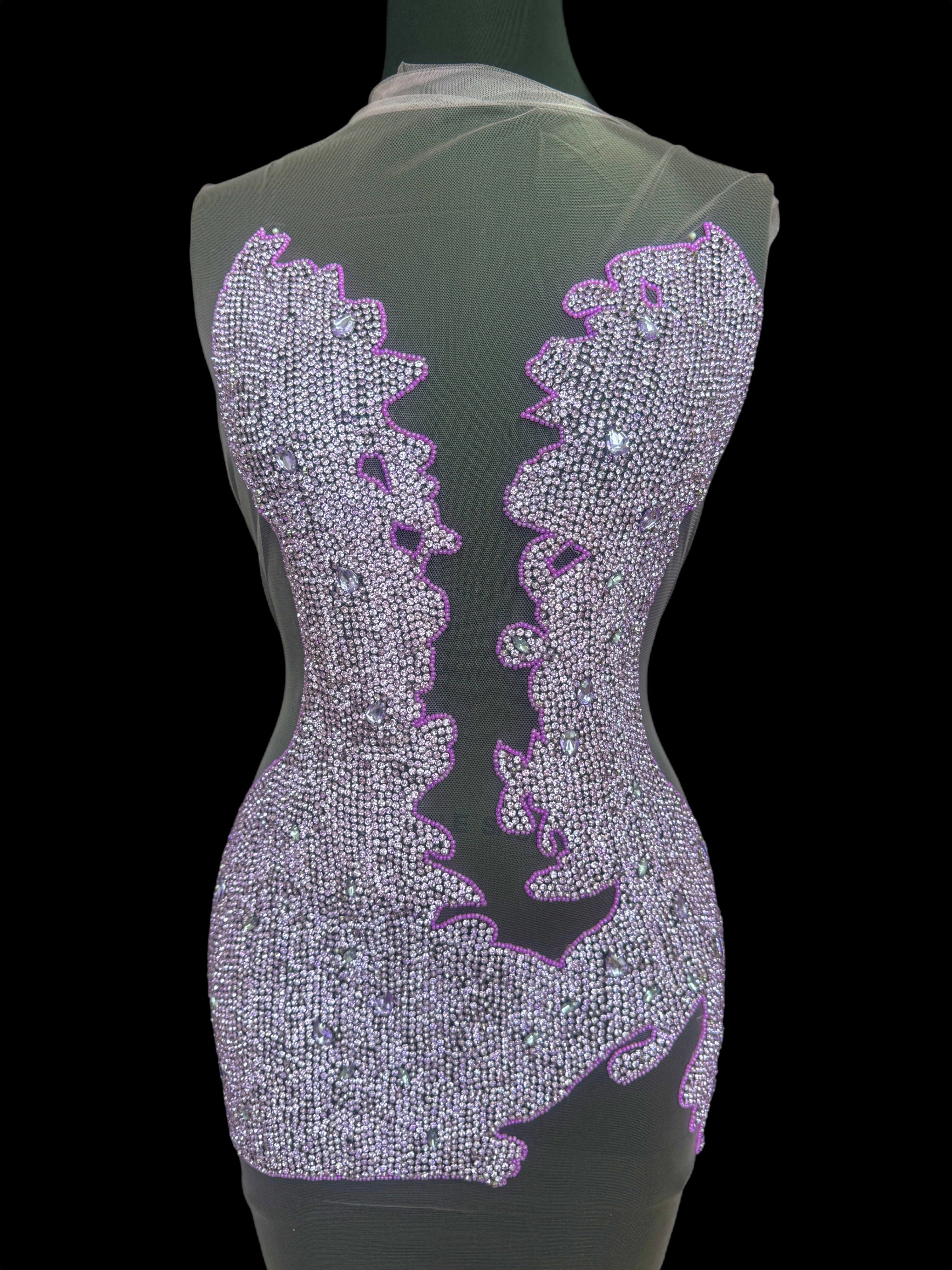 Maddy Lilac Rhinestone Bodice Applique, Lilac Rhinestones Applique, Embellished Clothing, Rhinestone Applications, Rhinestone Embroidery, Rhinestone Patch, Dress Patch, Rhinestones for Dress