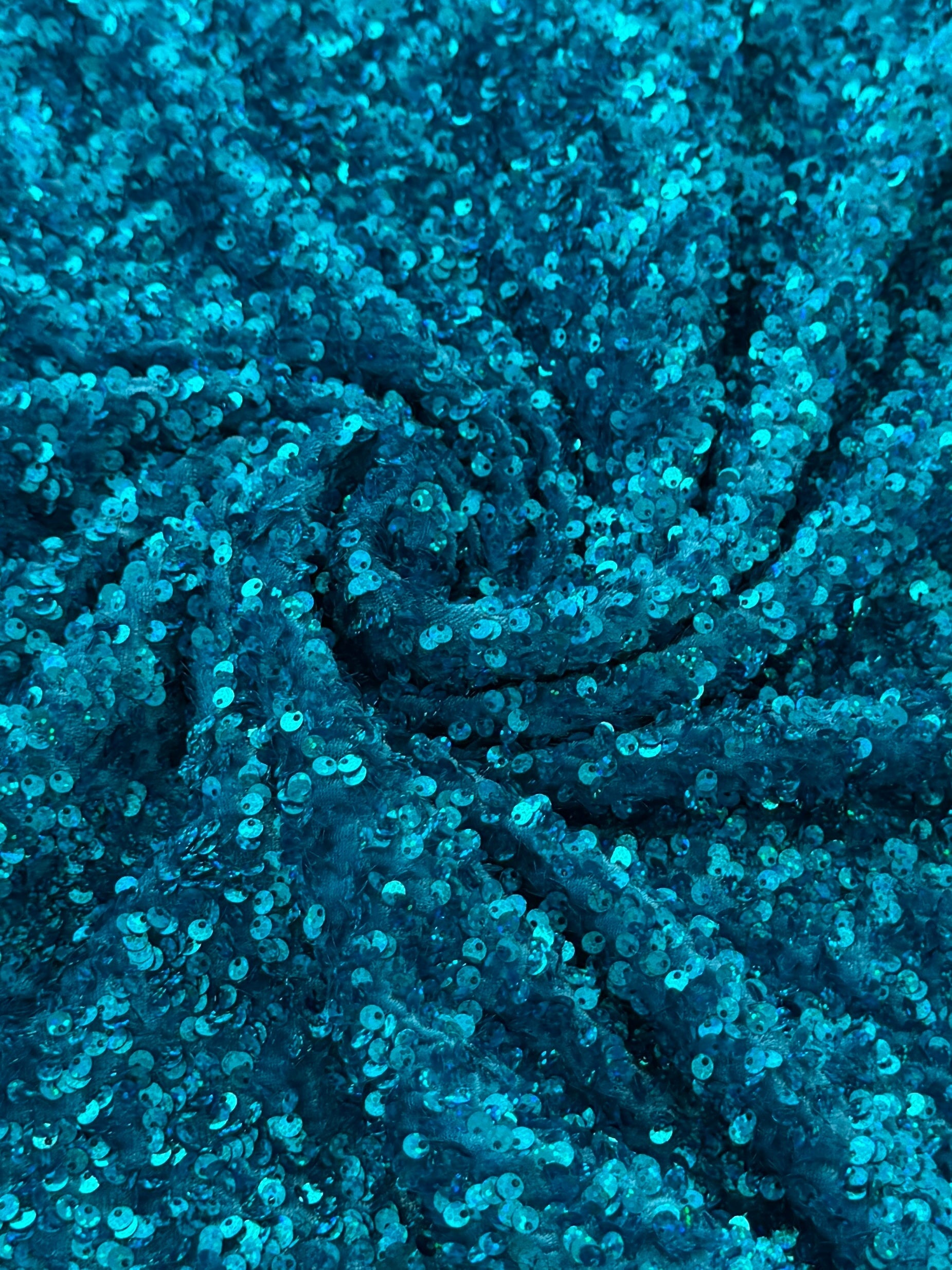 Iridescent Turquoise Sequin on Velvet (Exclusive Color), Sequin on velvet, Sequin velvet for woman, Sequin velvet for bride, Sequin velvet on discount, Velvet fabric for dress