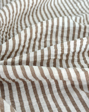 Tan Coastal Linen Look Stripe Fabric, Coastal Stripe Fabric, Linen Blend Fabric, Summer Stripe Fabric, Lightweight Linen Fabric, Beach House Fabric, Farmhouse Stripe Fabric