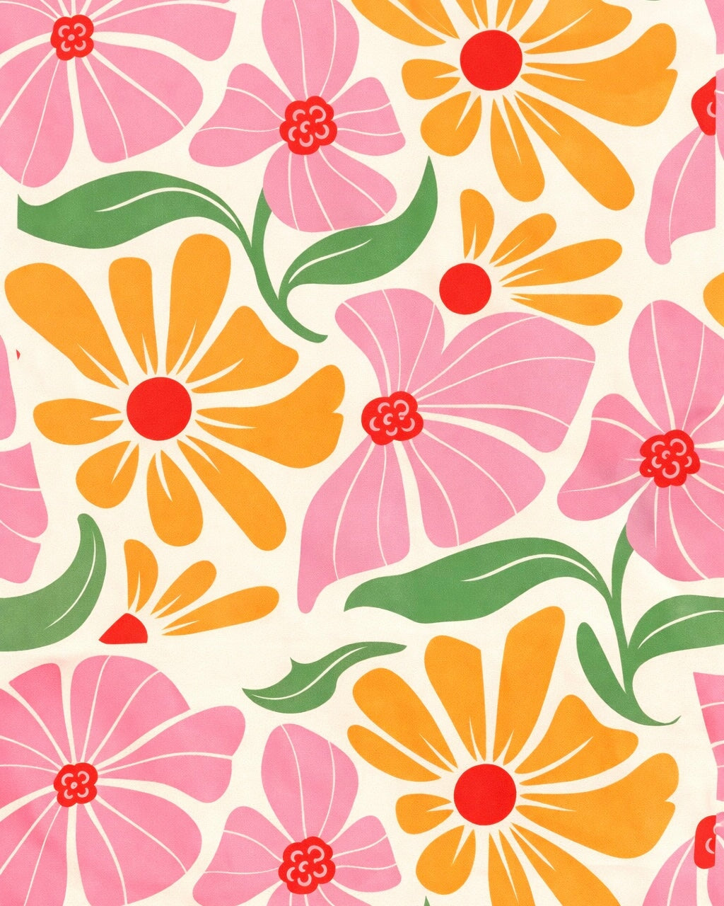 Pink Retro Blossom Flower Nylon Spandex, Nylon Spandex Print, Printed Spandex Fabric, Stretch Print Fabric, Printed Stretch Fabric, Spandex Print Fabric, Printed Fabric Stretch