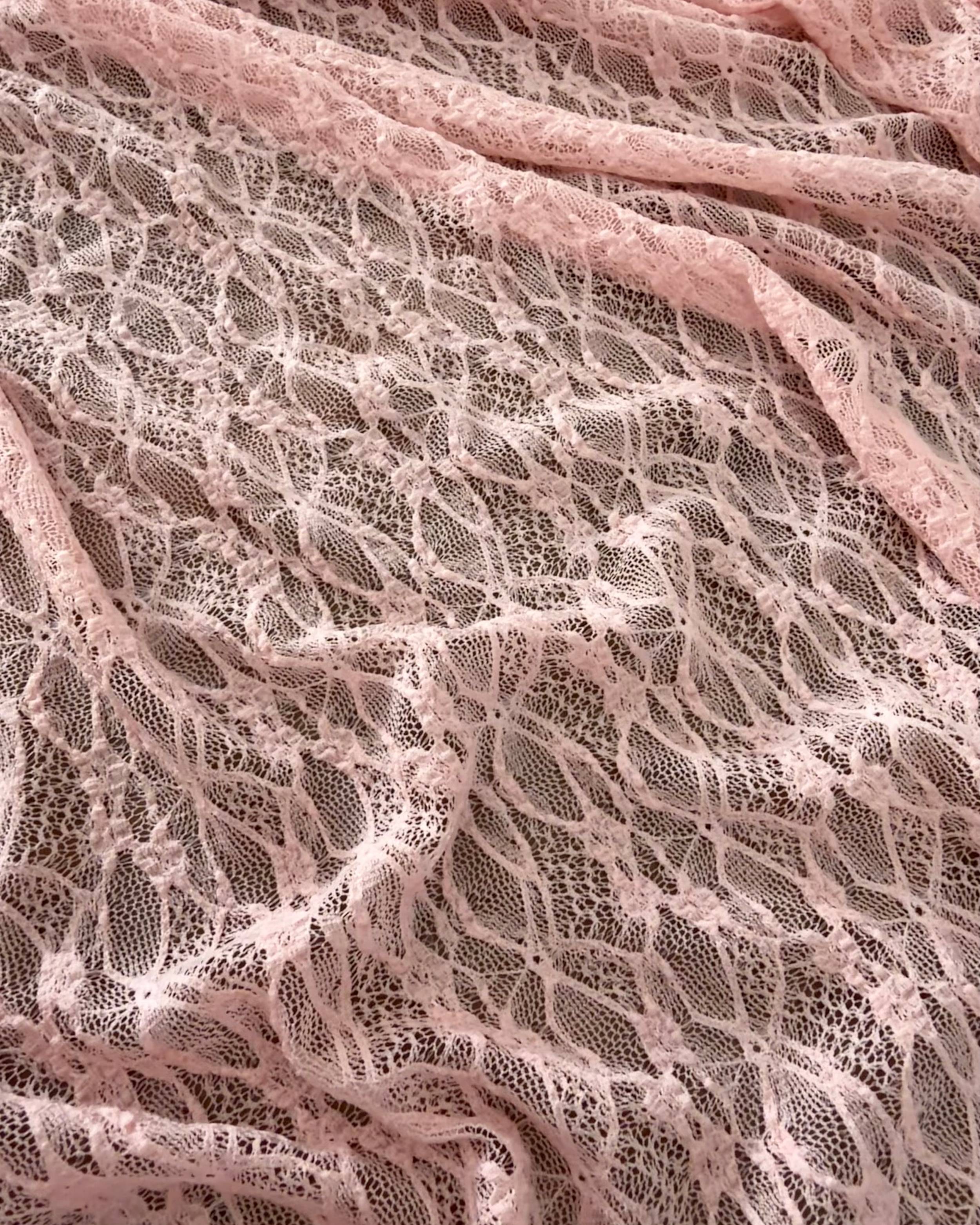 Dusty Rose Whisper Vine Stretch Chantilly Lace Mesh, Chantilly Lace Mesh, Vine Lace Fabric, Stretch Lace Fabric, Floral Lace Mesh, Sheer Lace Fabric, Botanical Lace Fabric