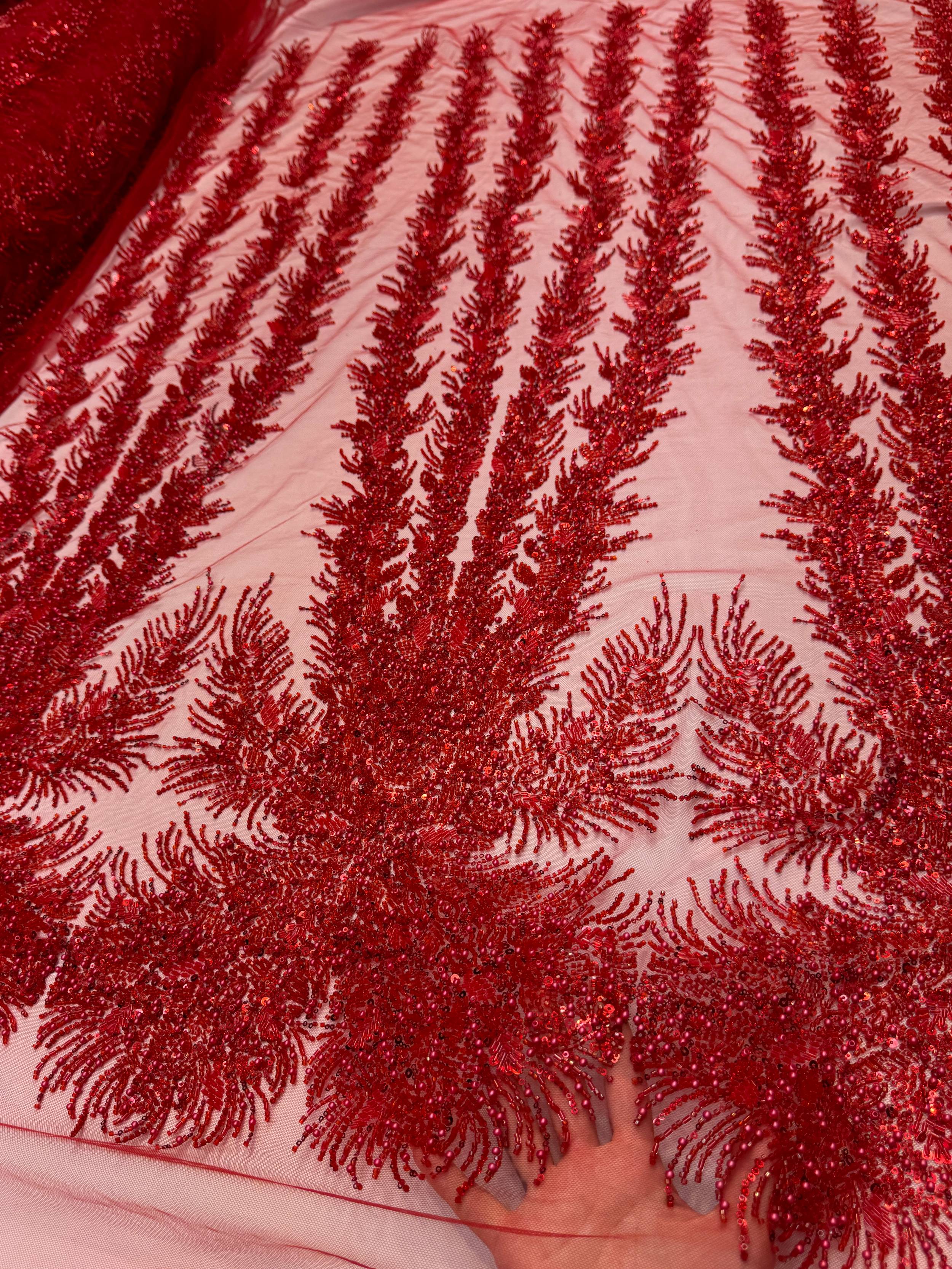 Red Fireworks Beaded Couture Lace, Couture Lace Fabric, Crystal Beaded Lace, Fireworks Lace, Sequin Lace Fabric, Embellished Lace, Luxury Lace Fabric, Bridal Lace Fabric