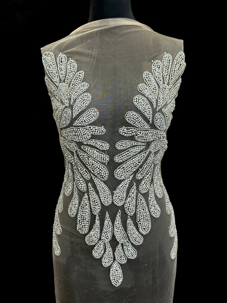 beaded appliques for dresses Shop Amanda Black Rhinestones Bodice Applique – KikiTextiles Formal Fitted Black Blazer 20251126_30% Perfect for prom Size:6 - 12 MONTHS