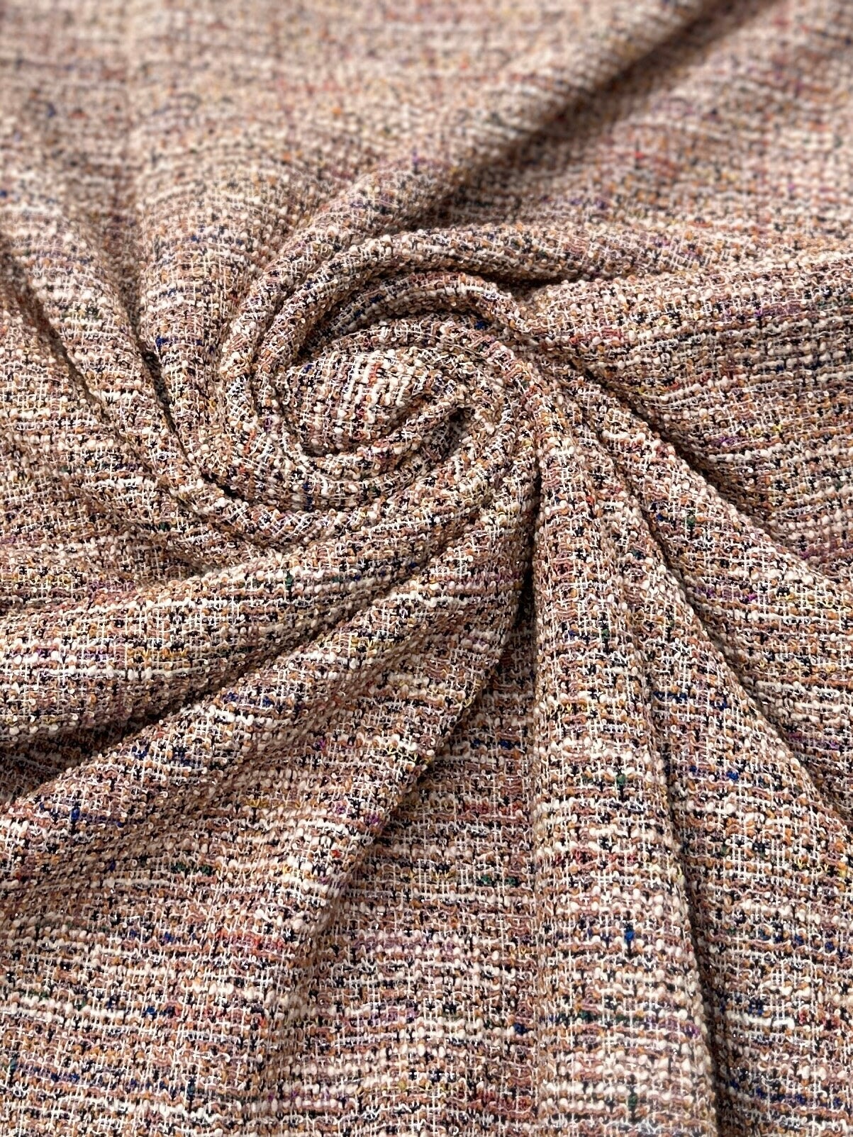 Blush Pink Stretch Chenille Tweed, Tweed fabric, Soft tweed, Cozy chenille, Chenille texture, Winter tweed, Fashion tweed, Heavy tweed, Boucle chenille, Luxury tweed