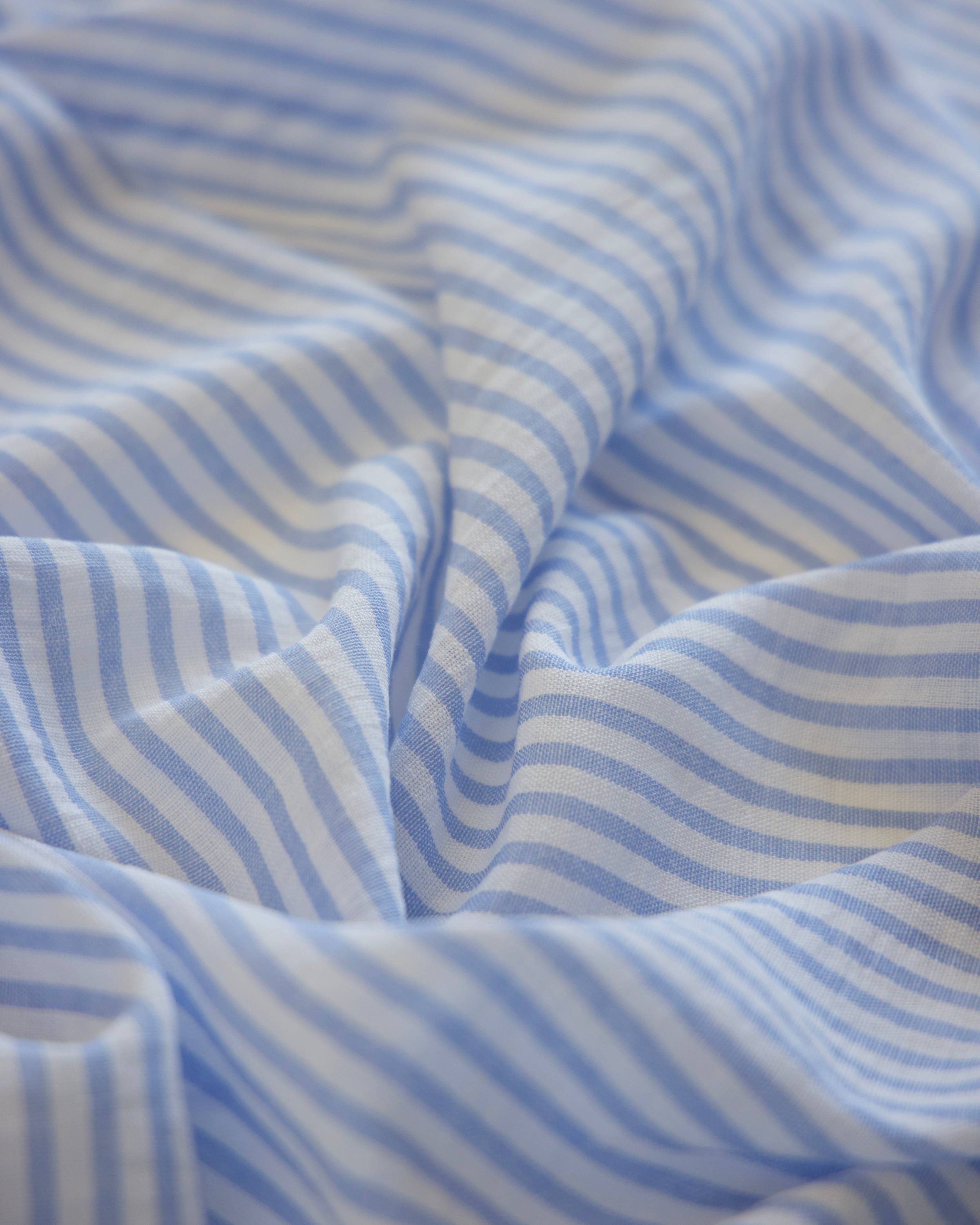 Blue Coastal Linen Look Stripe Fabric, Coastal Stripe Fabric, Linen Blend Fabric, Summer Stripe Fabric, Lightweight Linen Fabric, Beach House Fabric, Farmhouse Stripe Fabric