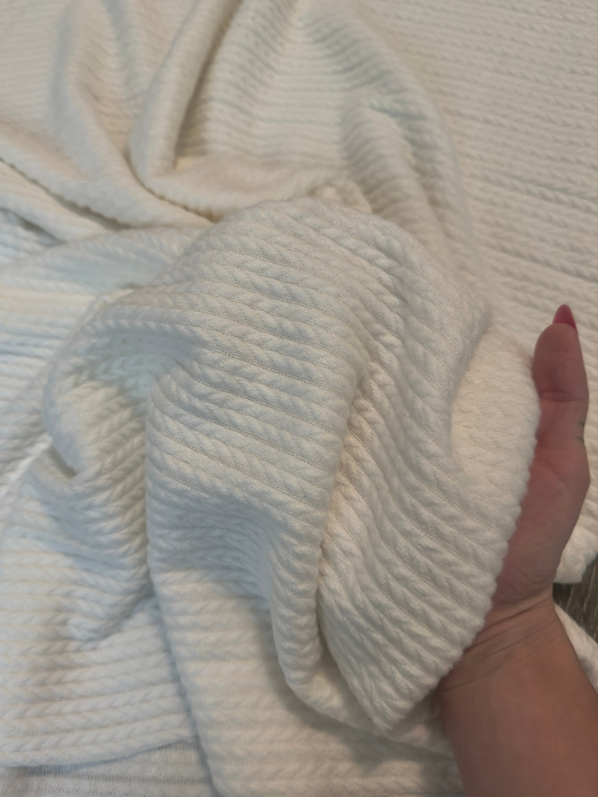 Milk White Buttery Soft Cable Textured Sweater Knit, Cable Knit Fabric, Cable Knit Material, Cable Knit Sweater Fabric, Chunky Cable Knit, Cable Knit Textile, Cable Knit Pattern Fabric, Soft Cable Knit