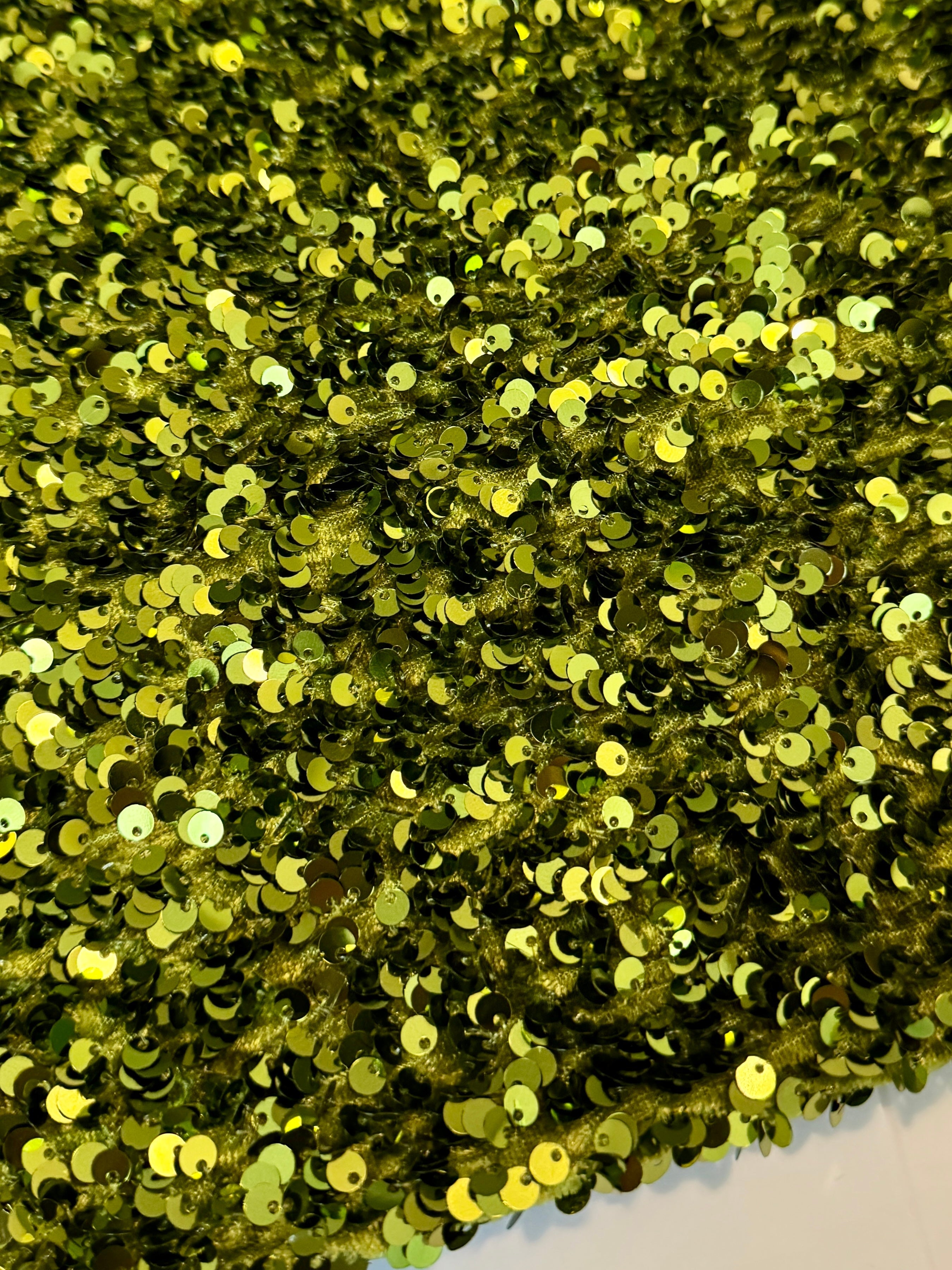 Olive Green Sequin on Velvet (Exclusive Color), Sequin on velvet, Sequin velvet for woman, Sequin velvet for bride, Sequin velvet on discount, Velvet fabric for dress