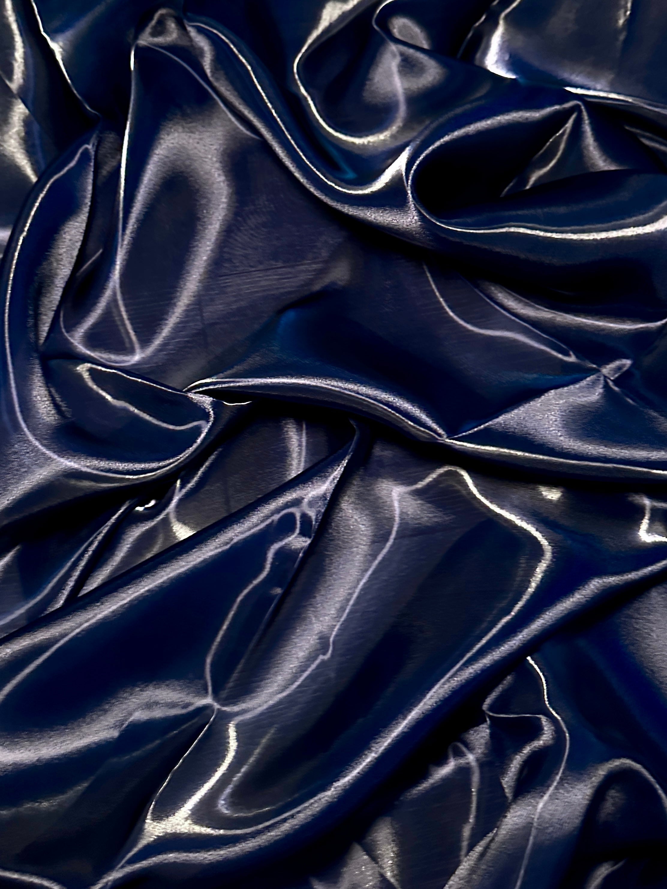 Navy Blue Liquid Shimmery Organza, Shiny Organza Cloth, Sheer Shimmer Organza, Glossy Organza Textile, Luxury Organza Fabric, Lightweight Shimmer Fabric