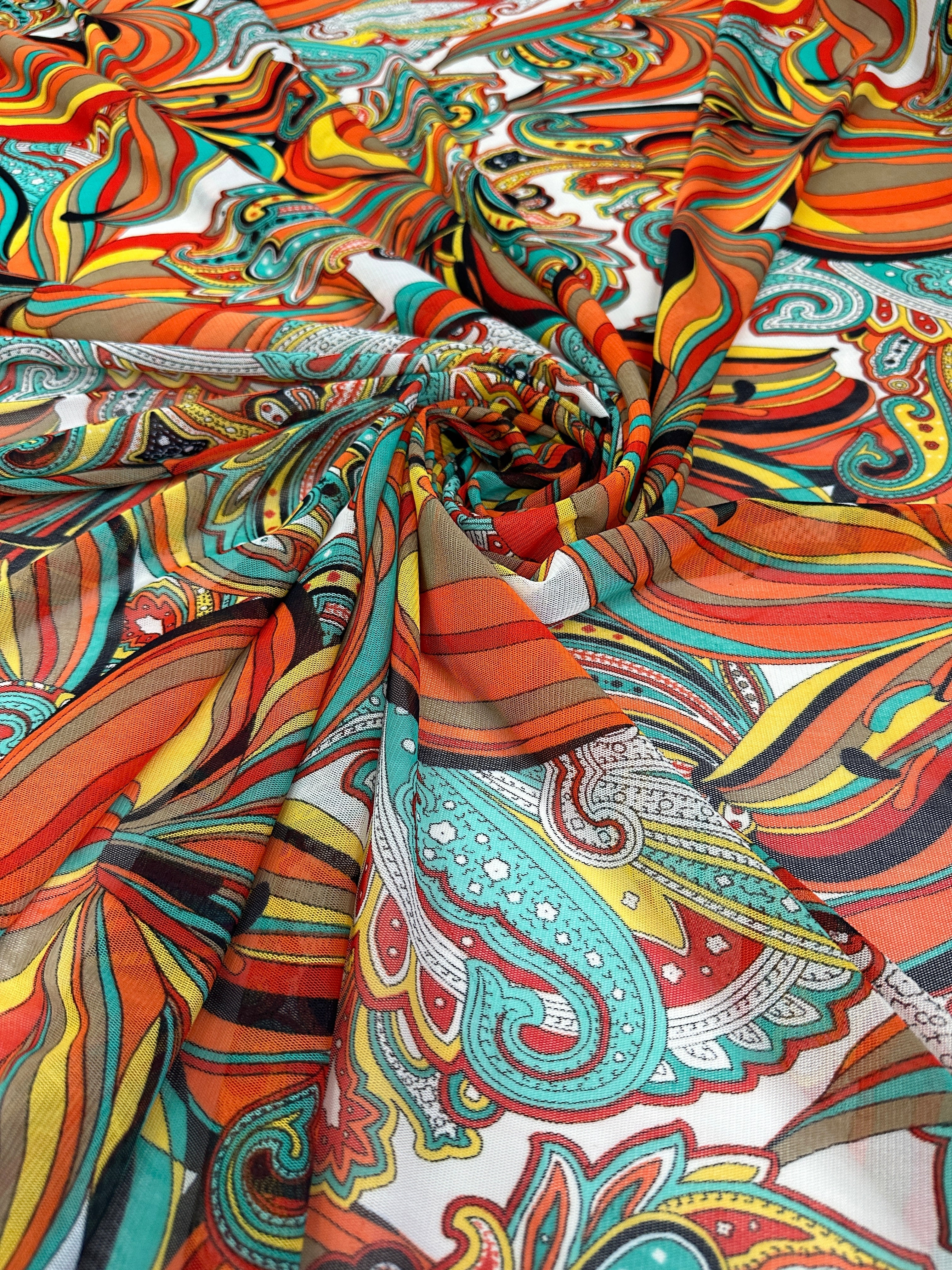 Multicolor Tropical Print Power Mesh, online textile store, sewing, fabric store, sewing store, cheap fabric store, kiki textiles