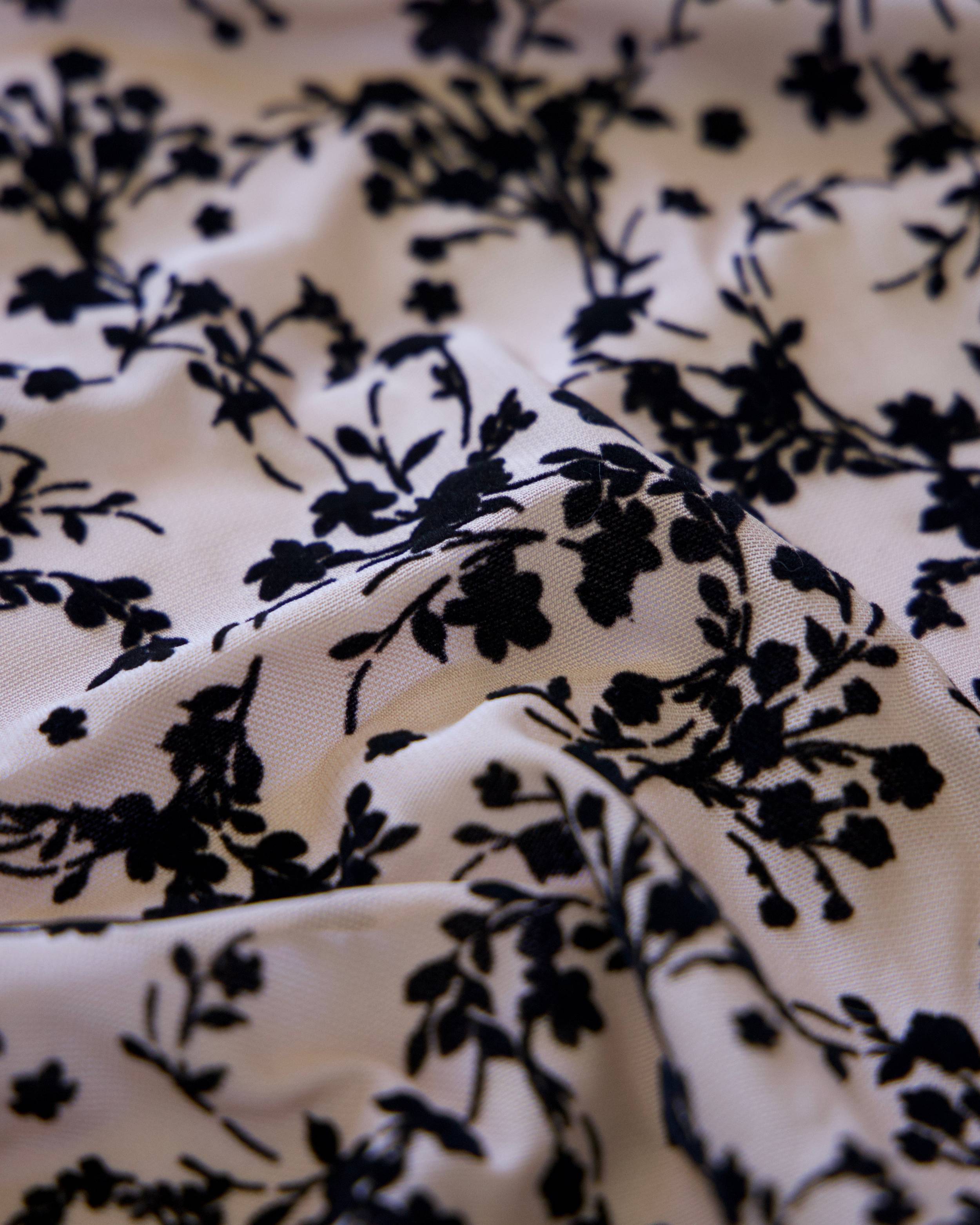 Black Velvet Flowers on Nude Mesh, Floral Mesh Fabric, Velvet Flower Fabric, Black Mesh Fabric, Embroidered Mesh Fabric, Sheer Floral Fabric, Velvet Embroidery Fabric