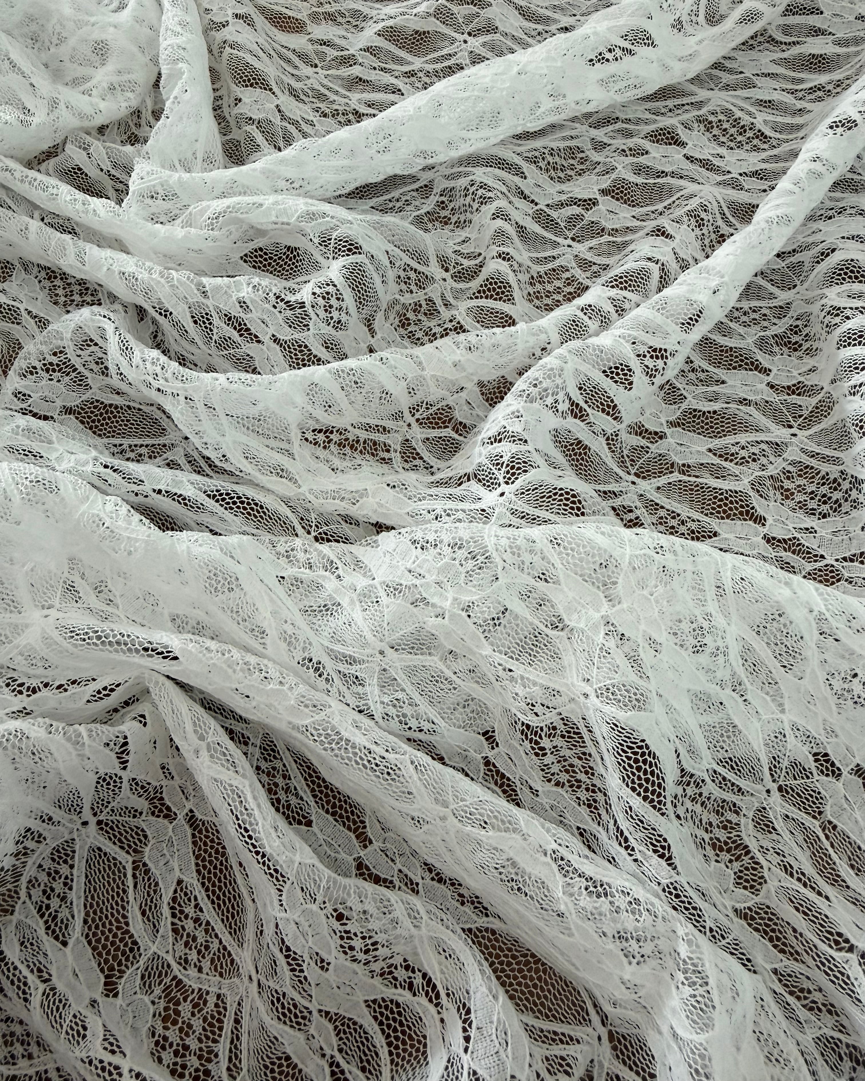 White Whisper Vine Stretch Chantilly Lace Mesh, Chantilly Lace Mesh, Vine Lace Fabric, Stretch Lace Fabric, Floral Lace Mesh, Sheer Lace Fabric, Botanical Lace Fabric