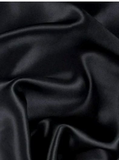 black stretch silk charmeuse, black polyester silk, black polyester satin, bridal satin, bridal silk, satin silk black, mulberry silk black, silk material by the yard, satin material by the yard, black bridal silk, black shiny fabric, black liquid fabric, black silk for slip dress, black silk for robe, black satin for dress, black satin for gown, black silk for bonnet, black silk for hair wrap, silk fabric for scrunchies