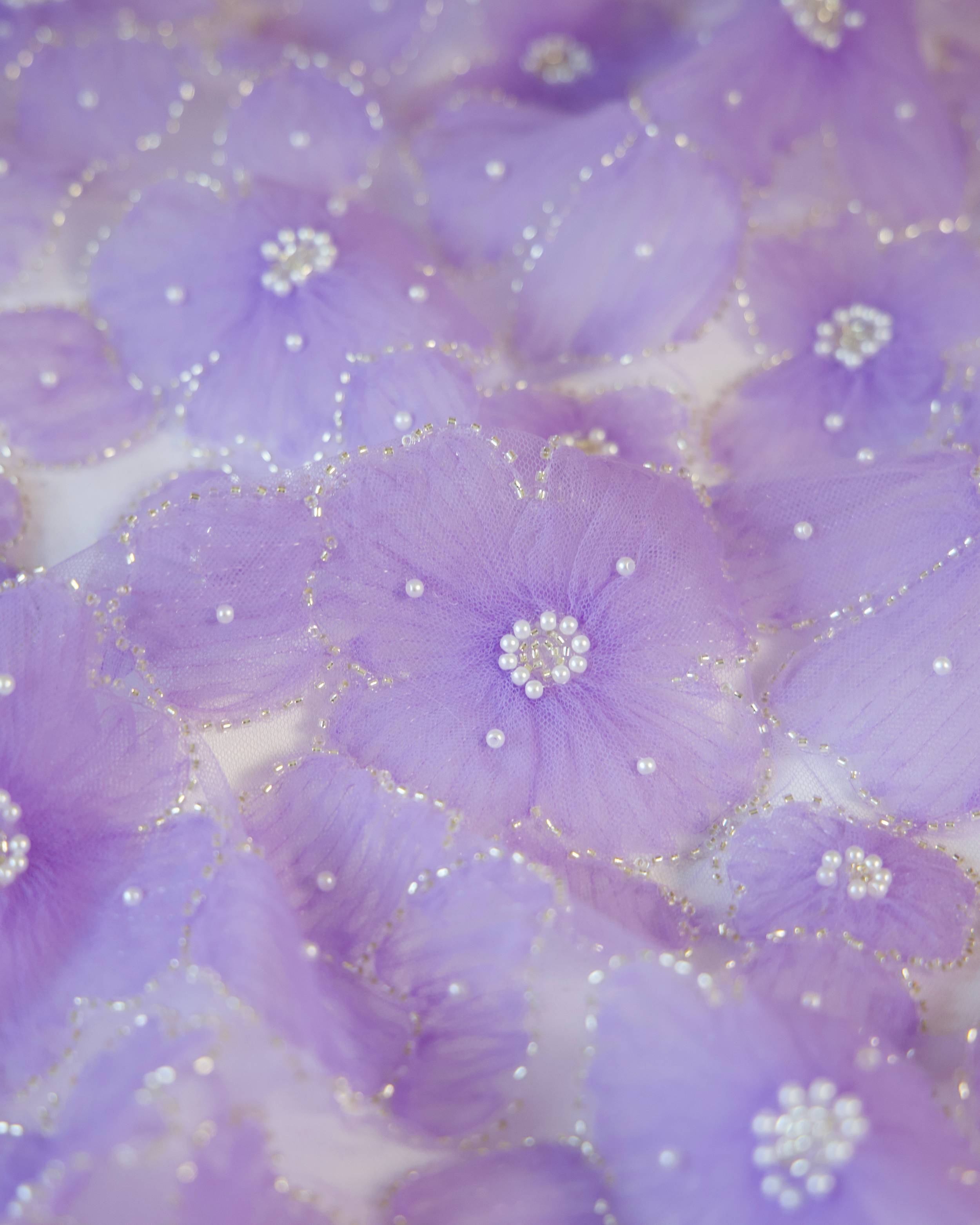 Lavender Floral Tulle Beaded Lace Mesh, Beaded Lace Mesh, Floral Beaded Lace, Flower Lace, Embroidered Tulle Lace, Embellished Tulle Fabric, Luxury Lace Fabric