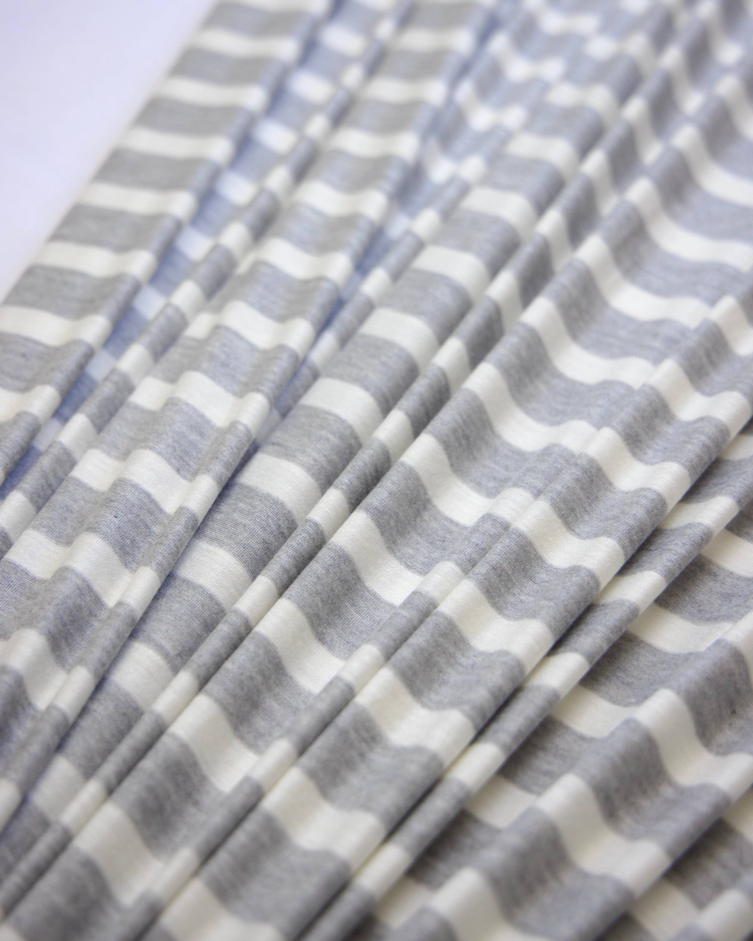 Feather Gray Everyday Fine Rayon Stripe Jersey Knit, Striped Jersey Fabric, Rayon Spandex Knit, Stretch Stripe Fabric, 4 Way Stretch Knit, Soft Stripe Jersey