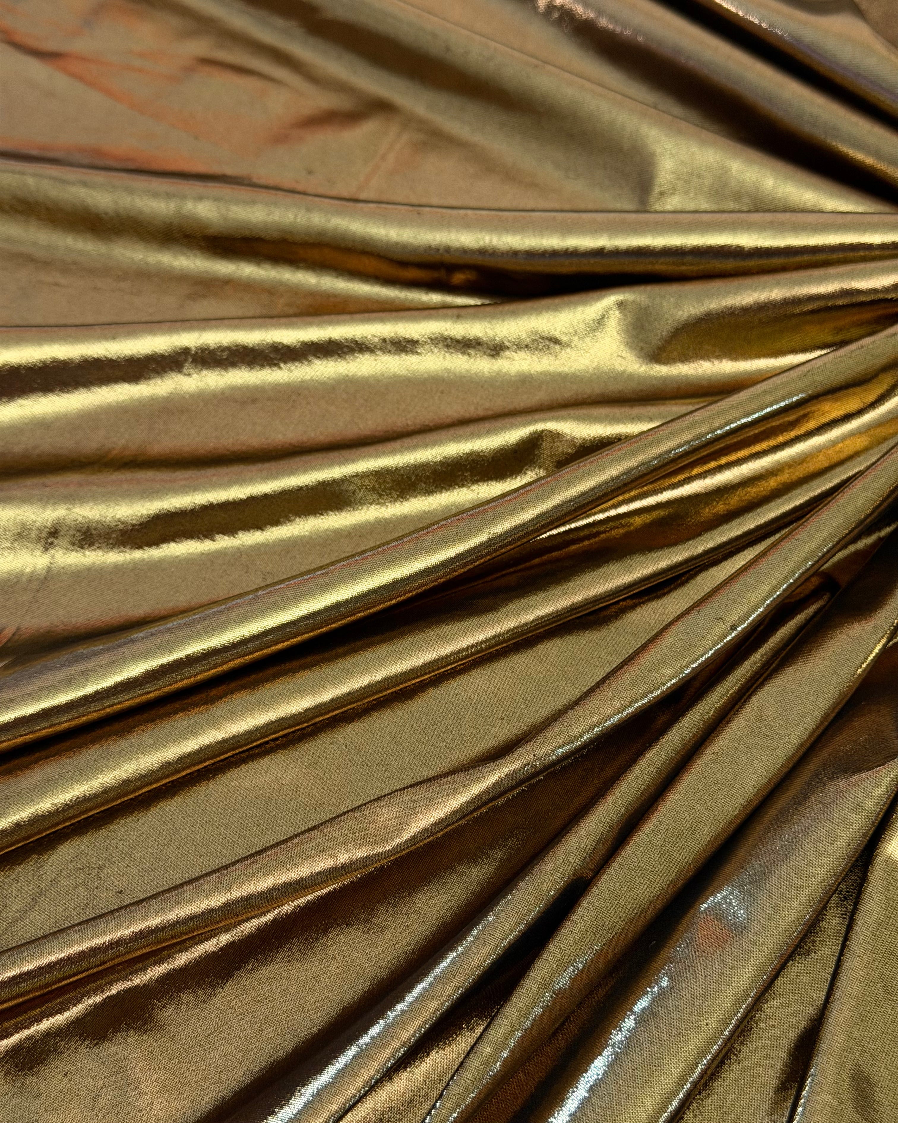 Gold Performance Foiled Spandex, Foiled Spandex Fabric, Metallic Spandex Fabric, Shiny Spandex Fabric, Foil Stretch Fabric, Stretch Foil Fabric, Holographic Spandex