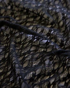 Black Whisper Vine Stretch Chantilly Lace, Vine Lace Fabric, Stretch Lace Fabric, Sheer Lace Fabric, Eyelash Lace Fabric, Scalloped Lace Fabric, Floral Lace Fabric
