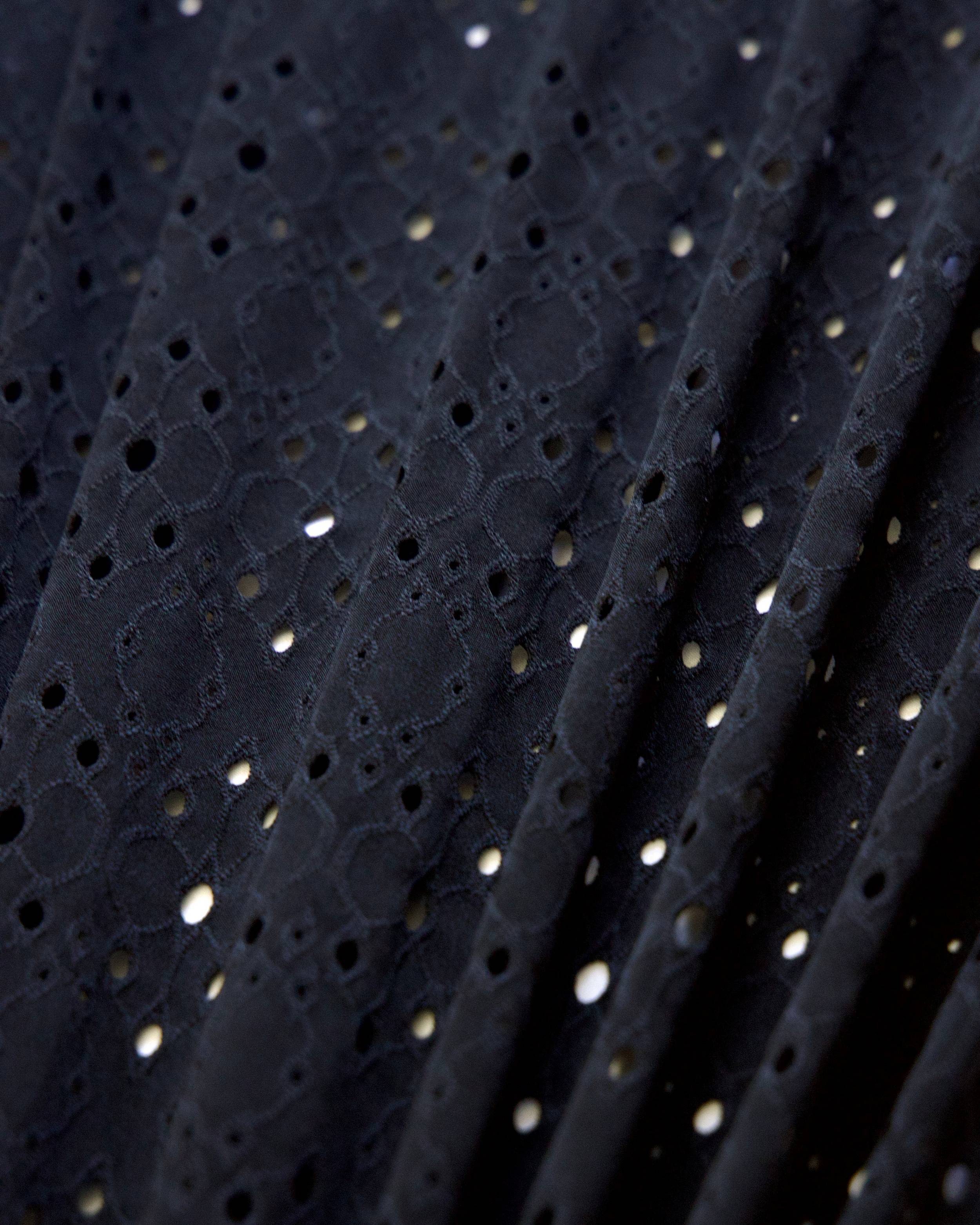 Black 4 Way Stretch Eyelet Jacquard Knit, Eyelet Jacquard Knit Fabric, Stretch Eyelet Fabric, Jacquard Knit Fabric, Textured Knit Fabric, Breathable Knit Fabric