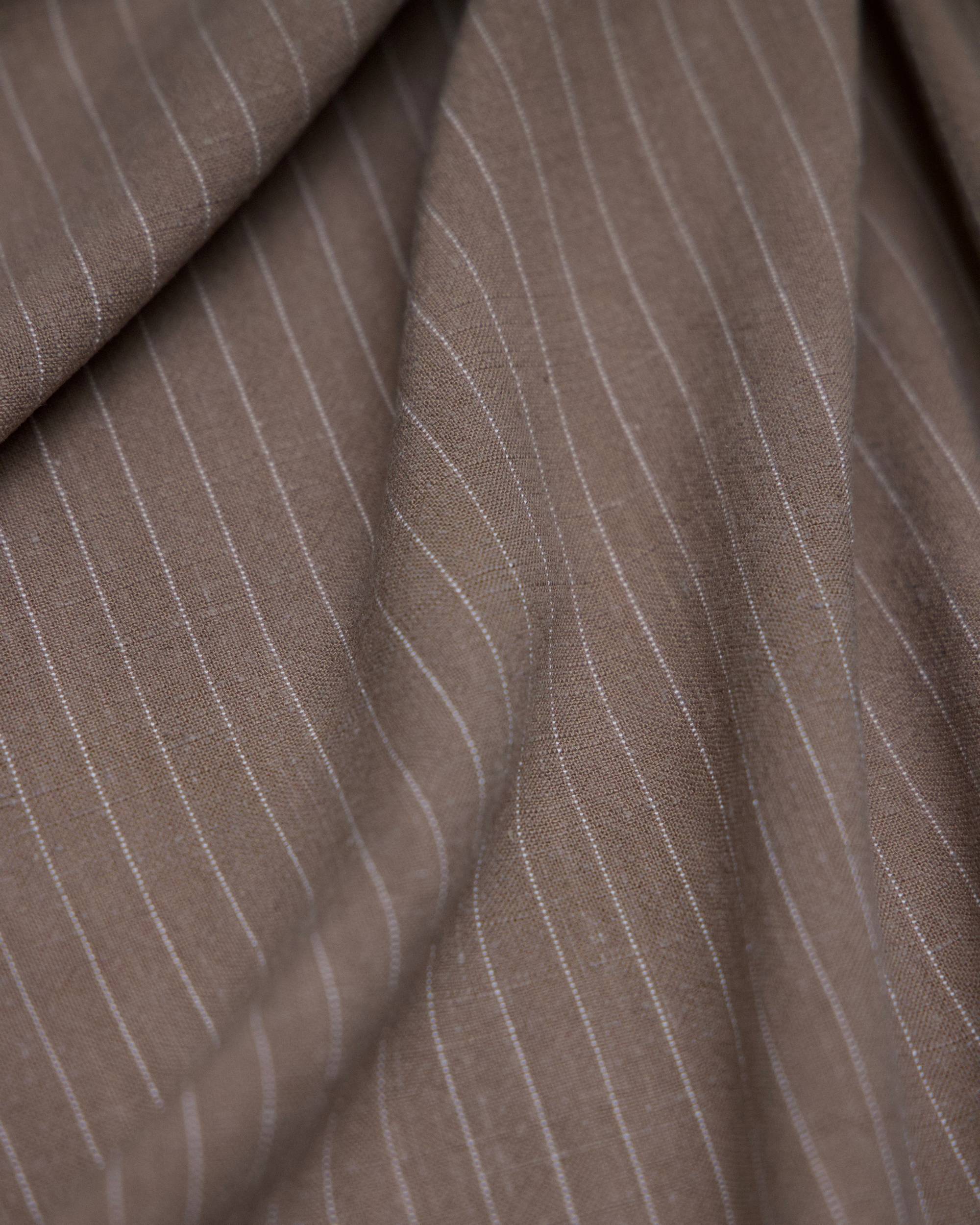 Tan Resort Pinstripe Linen Blend, Pinstripe Fabric, Resort Wear Fabric, Linen Rayon Blend, Striped Linen Fabric, Tailored Fabric, Lightweight Suiting Fabric, Breathable Linen Fabric