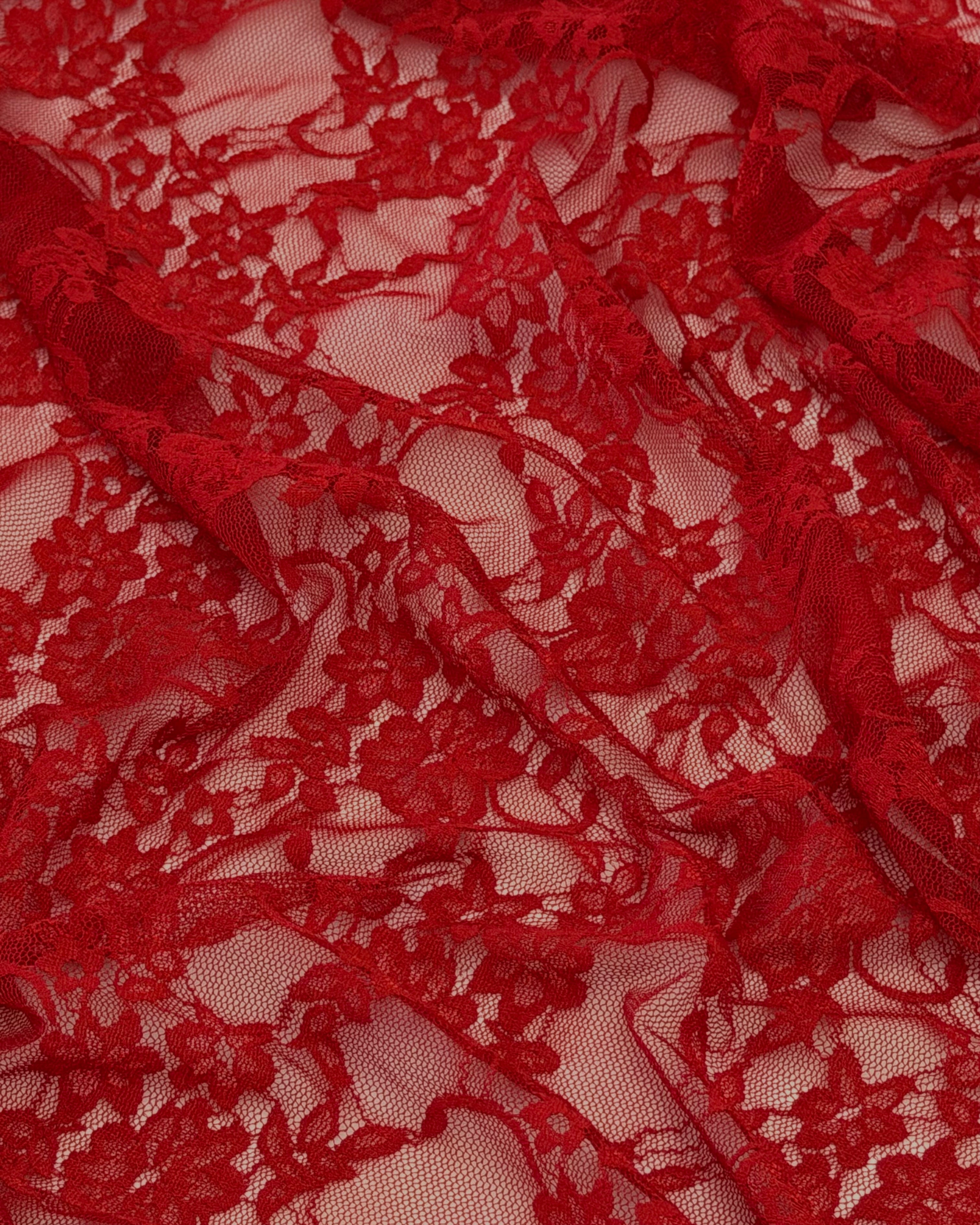 Red Floral Dainty Chantilly Lace, Floral Lace Fabric, Dainty Lace Fabric, Scalloped Lace Fabric, Eyelash Lace Fabric, Sheer Lace Fabric, Delicate Lace Fabric, Bridal Lace Fabric, Wedding Lace Fabric, Couture Lace Fabric