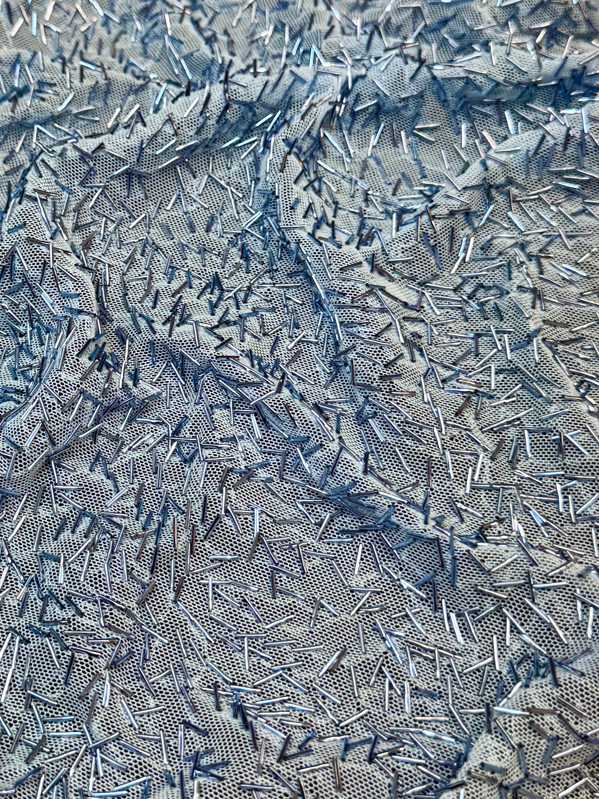 Baby Blue Bugle Beaded Stretch Mesh, Beaded Stretch Mesh, Stretch Mesh Fabric, Bugle Bead Fabric, Beaded Mesh Fabric, Embellished Mesh Fabric, Stretch Beaded Fabric, Mesh Fabric Stretch