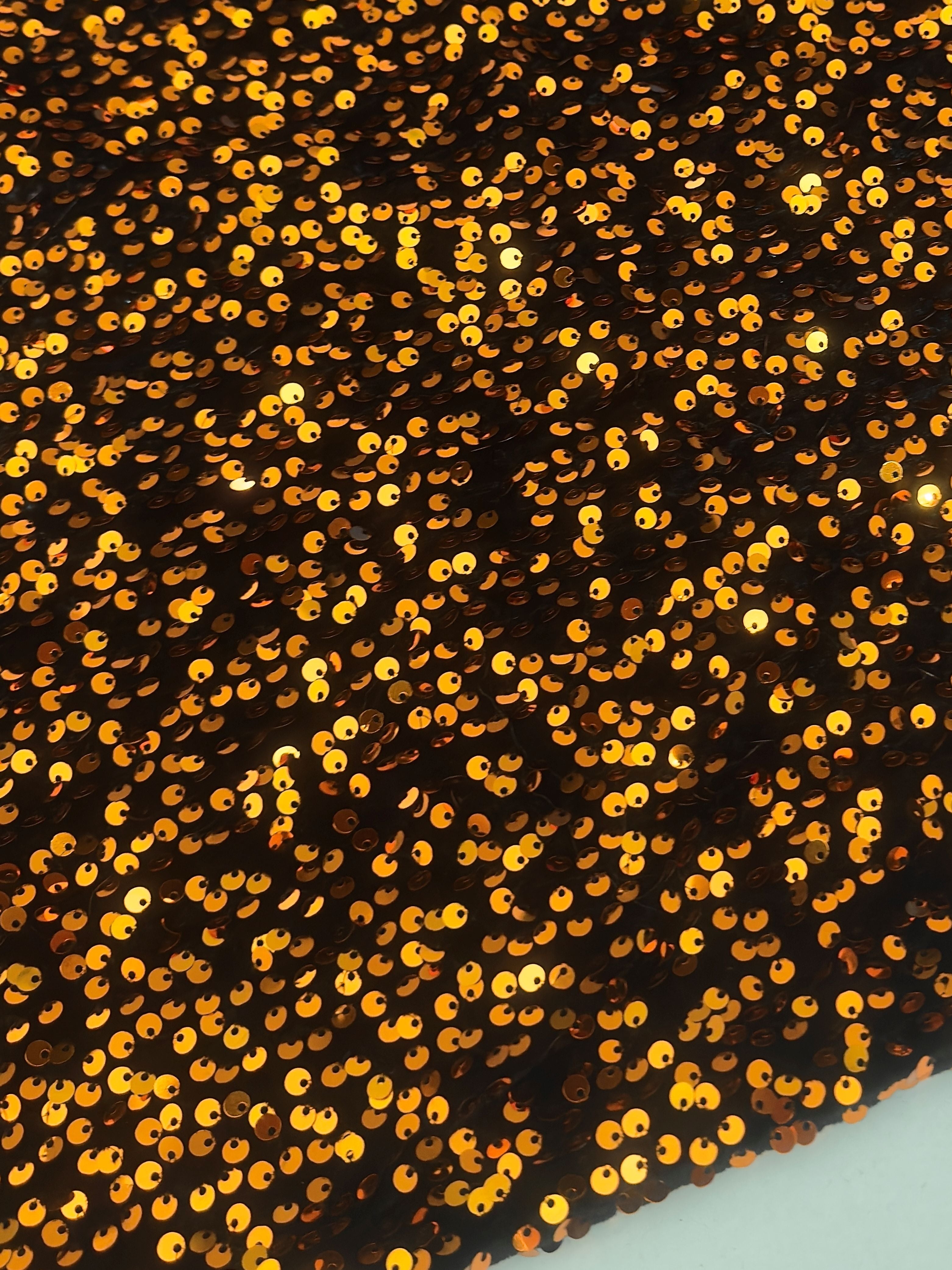 Burnt Orange Sequins Velvet, Sequins Velvet, Stretch Sequin Mesh, Stretch Sequin velvet for woman, Stretch Sequin velvet for bride, Stretch Sequin velvet on discount, Stretch Sequin velvet online