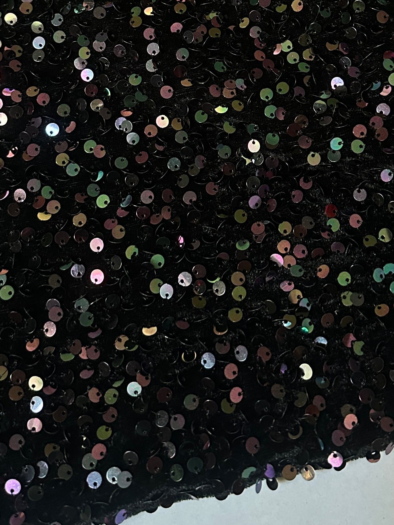 Black Iridescent Sequins Velvet, Stretch Sequin velvet for woman, Stretch Sequin velvet for bride, Stretch Sequin velvet on discount, Stretch Sequin velvet online