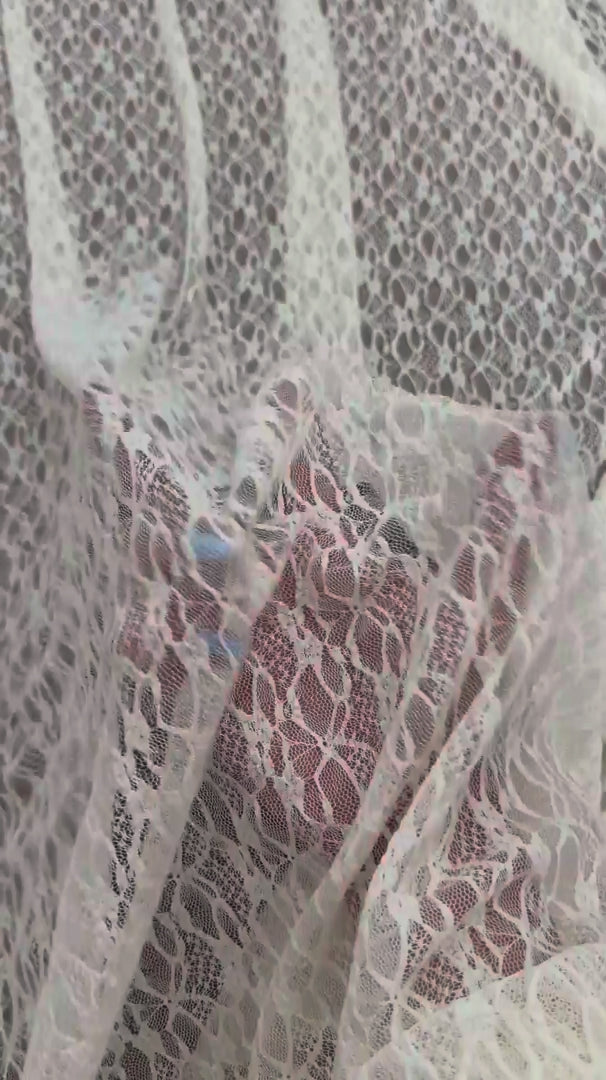 Ivory Whisper Vine Stretch Chantilly Lace Mesh, Chantilly Lace Mesh, Vine Lace Fabric, Stretch Lace Fabric, Floral Lace Mesh, Sheer Lace Fabric, Botanical Lace Fabric