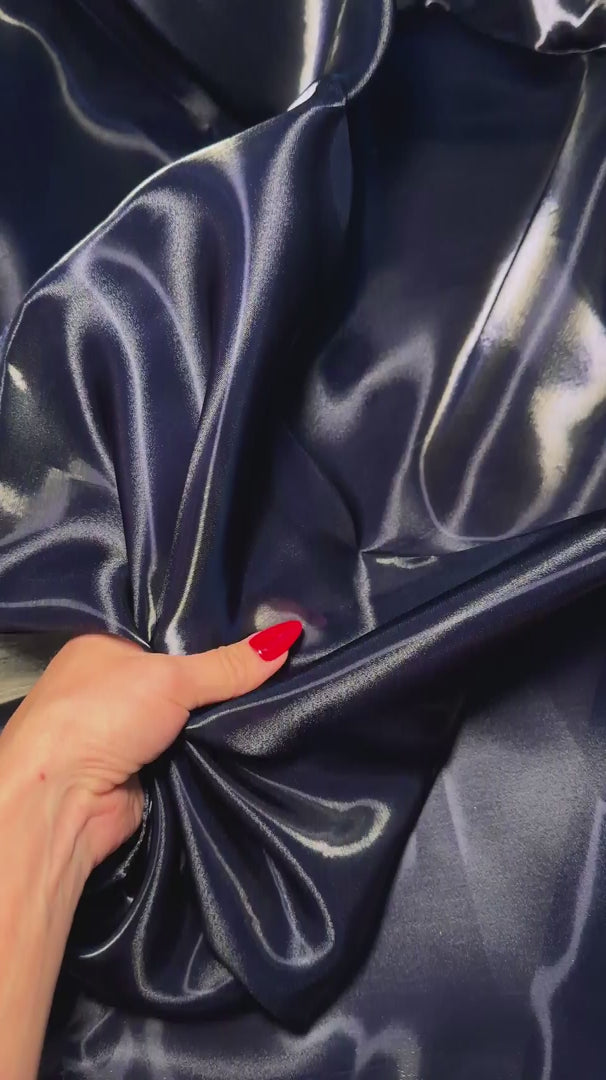 Navy Blue Liquid Shimmery Organza, Shiny Organza Cloth, Sheer Shimmer Organza, Glossy Organza Textile, Luxury Organza Fabric, Lightweight Shimmer Fabric