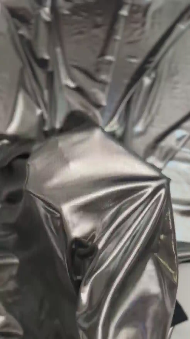 Silver Performance Foiled Spandex, Foiled Spandex Fabric, Metallic Spandex Fabric, Shiny Spandex Fabric, Foil Stretch Fabric, Stretch Foil Fabric, Holographic Spandex