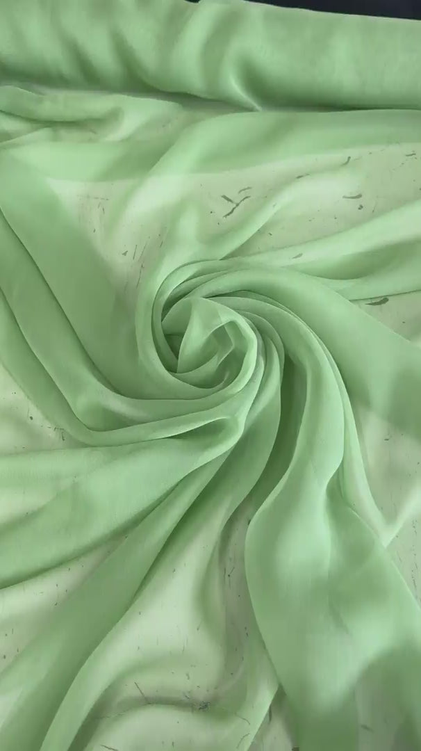 Apple Green Italian Silk Chiffon, Silk Chiffon Fabric, Pure Silk Chiffon, Luxury Silk Fabric, Lightweight Silk Fabric, Sheer Silk Fabric, Designer Silk Fabric, High End Silk Fabric