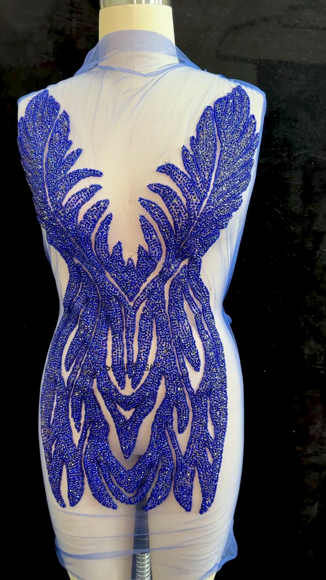 Amanda royal blue Rhinestone Bodice Applique, royal blue rhinestone, dark blue rhinestone, light blue rhinestone