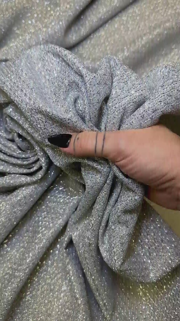 Silver Shimmery Metallic Brocade, Brocade for woman, shiny fabric for bride, Metallic Brocade, Brocade in low price, Shimmery fabric for party wear, Brocade for gown