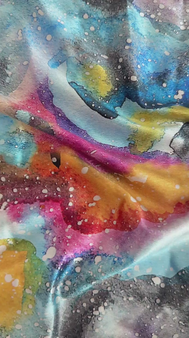 Watercolor Galaxy Splash Nylon Spandex, Nylon Spandex Print, Printed Spandex Fabric, Stretch Print Fabric, Printed Stretch Fabric, Spandex Print Fabric, Printed Fabric Stretch