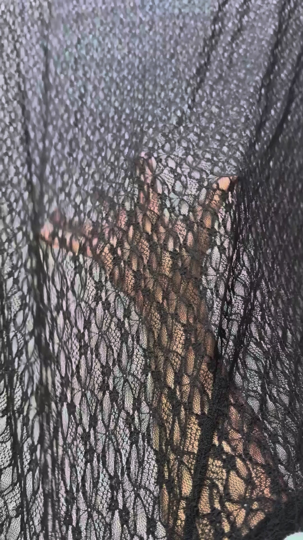 Black Whisper Vine Stretch Chantilly Lace Mesh, Chantilly Lace Mesh, Vine Lace Fabric, Stretch Lace Fabric, Floral Lace Mesh, Sheer Lace Fabric, Botanical Lace Fabric