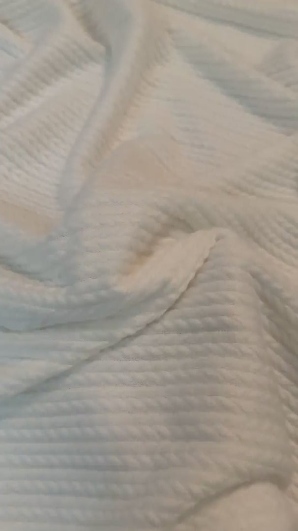 Milk White Buttery Soft Cable Textured Sweater Knit, Cable Knit Fabric, Cable Knit Material, Cable Knit Sweater Fabric, Chunky Cable Knit, Cable Knit Textile, Cable Knit Pattern Fabric, Soft Cable Knit
