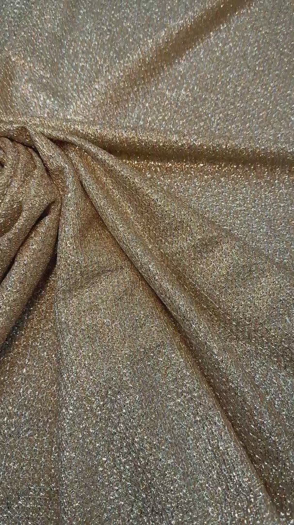 Gold Shimmery Metallic Brocade, Brocade for woman, shiny fabric for bride, Metallic Brocade, Brocade in low price, Shimmery fabric for party wear, Brocade for gown