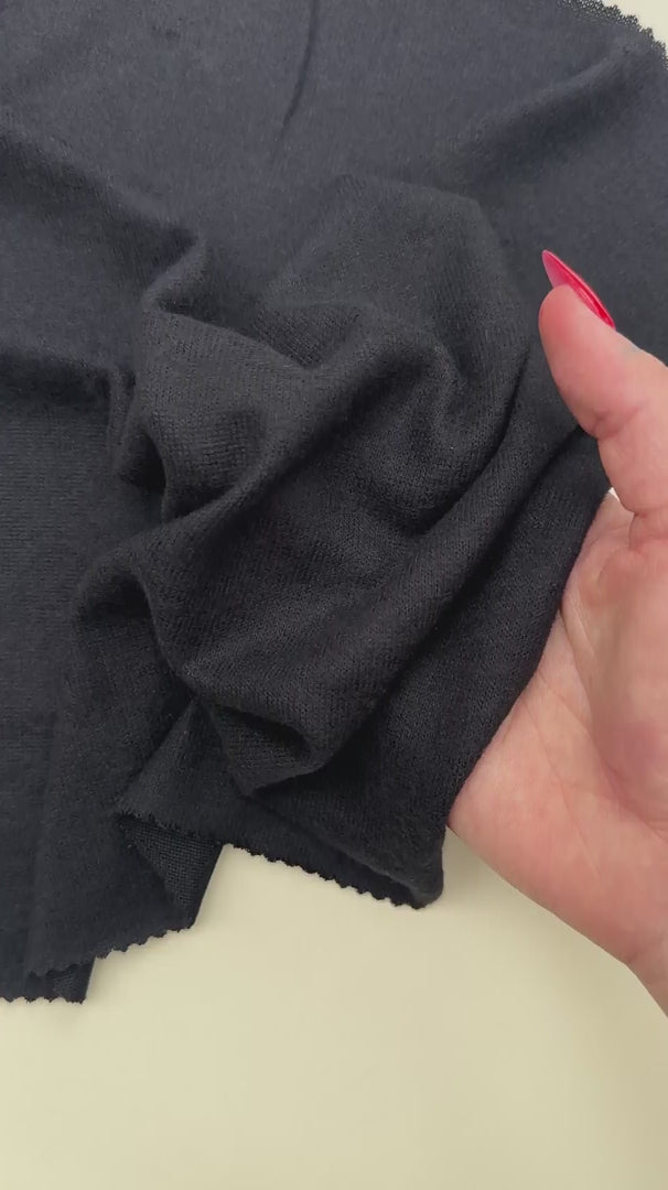 Black Buttery Spandex Faux Cashmere Knit, Synthetic Cashmere Knit, Soft Sweater Knit Fabric, Cozy Faux Cashmere, Cashmere Feel Fabric, Winter Knit Material, Plush Knit Textile
