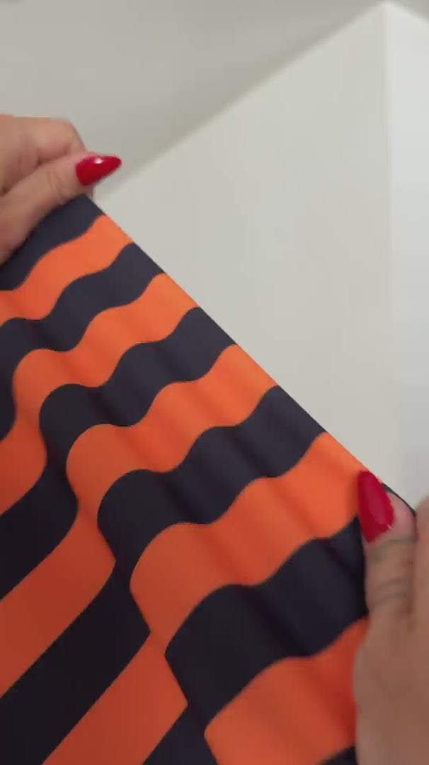 Orange Black 1 Inch Stripe Print Nylon Spandex, Halloween Spandex, Halloween Fabric, Spandex Fabric, Nylon Spandex, Stretch Fabric, 4 Way Stretch, Spooky Fabric