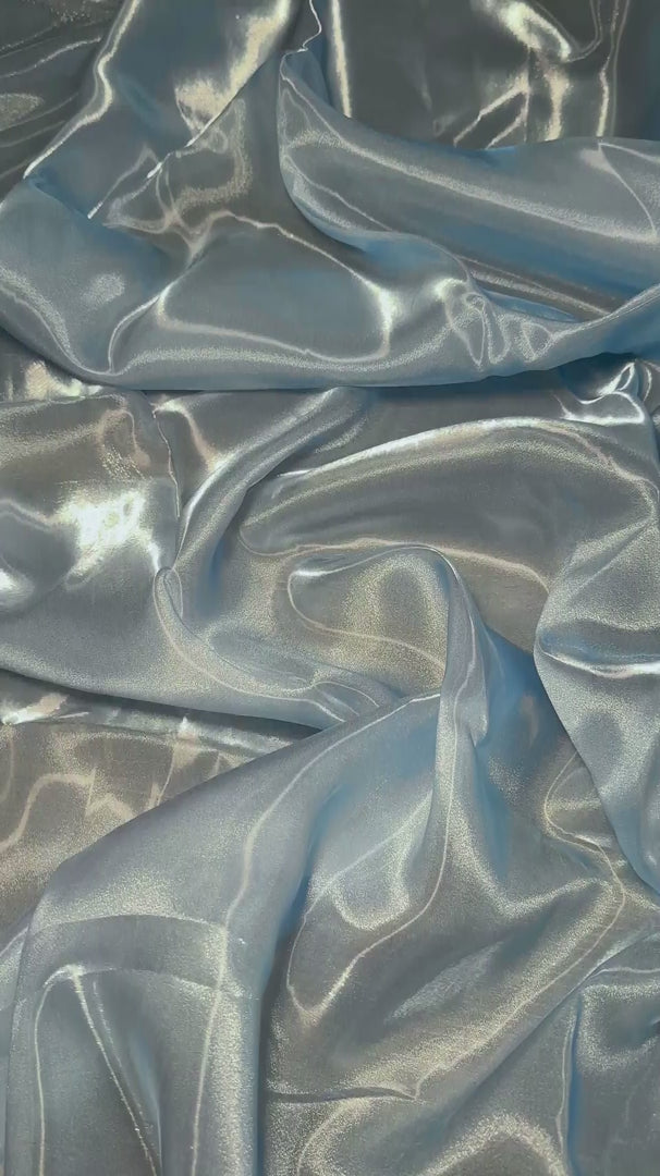 Baby Blue Liquid Shimmery Organza, Metallic Organza Fabric, Shiny Organza Cloth, Sheer Shimmer Organza, Glossy Organza Textile, Luxury Organza Fabric, Lightweight Shimmer Fabric
