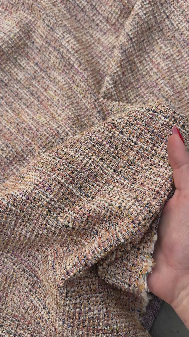 Blush Pink Stretch Chenille Tweed, Tweed fabric, Soft tweed, Cozy chenille, Chenille texture, Winter tweed, Fashion tweed, Heavy tweed, Boucle chenille, Luxury tweed