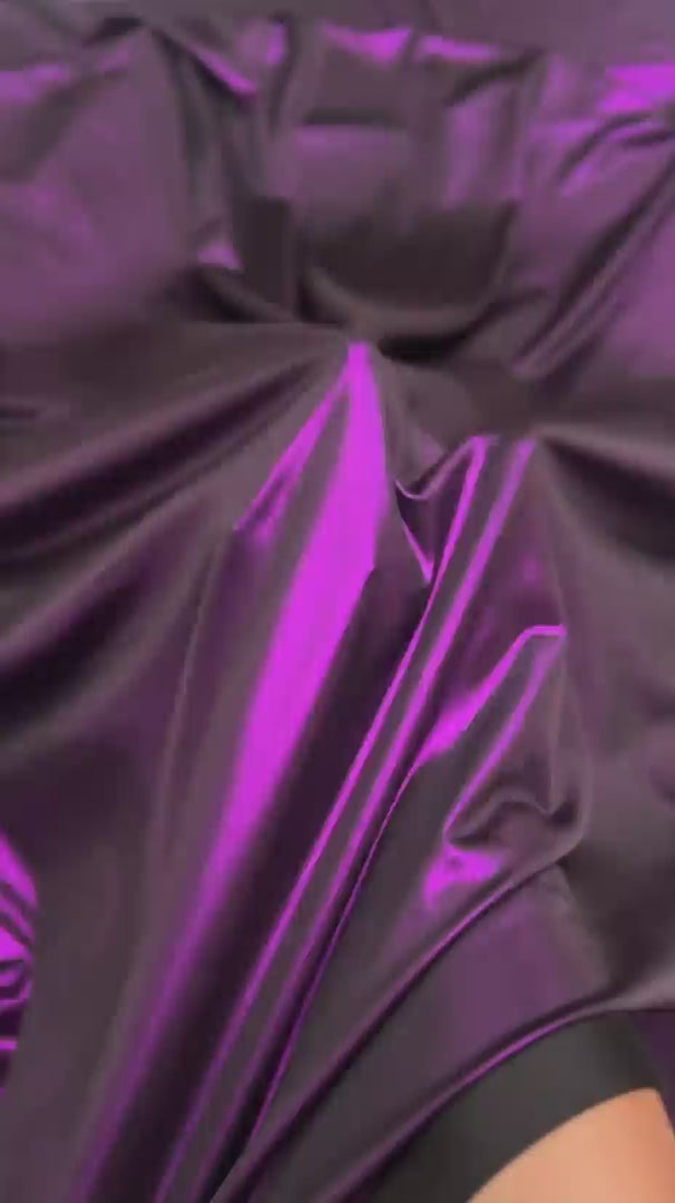 Purple Performance Foiled Spandex, Foiled Spandex Fabric, Metallic Spandex Fabric, Shiny Spandex Fabric, Foil Stretch Fabric, Stretch Foil Fabric, Holographic Spandex