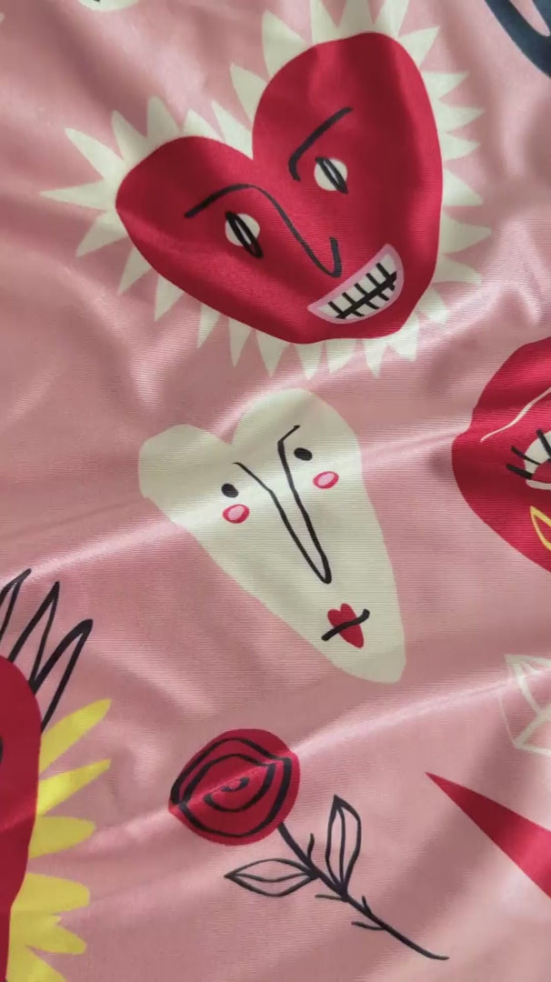 Abstract Faces Nylon Spandex, Nylon Spandex Print, Printed Spandex Fabric, Stretch Print Fabric, Printed Stretch Fabric, Spandex Print Fabric, Printed Fabric Stretch