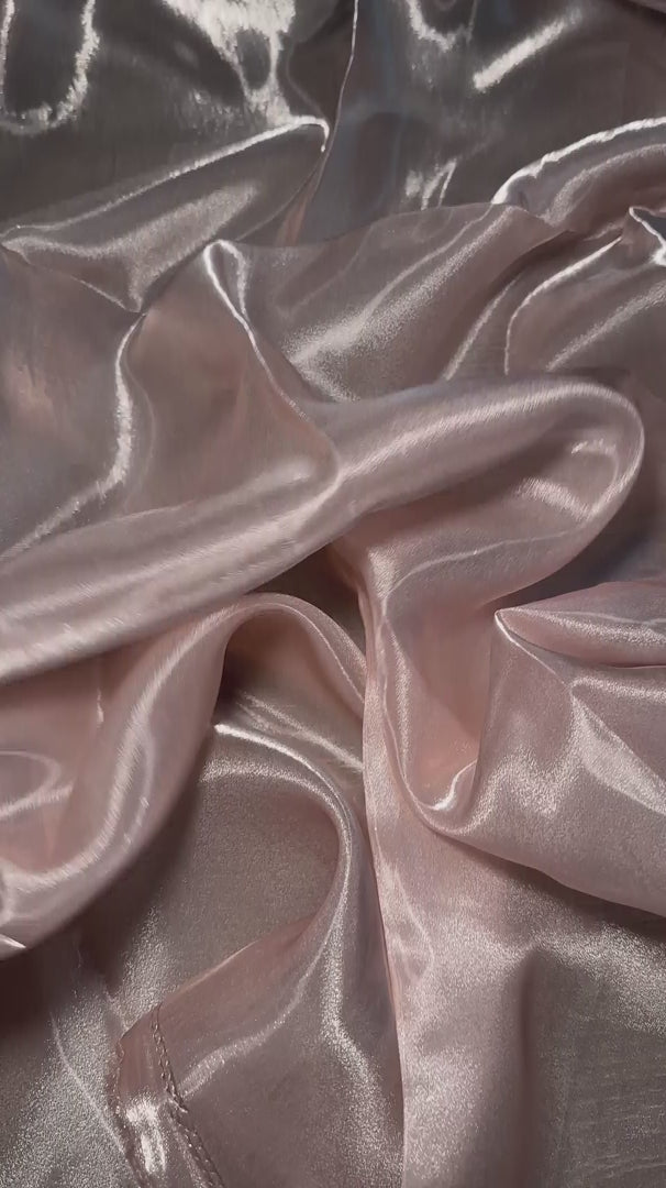 Pale Mauve Liquid Shimmery Organza, Metallic Organza Fabric, Shiny Organza Cloth, Sheer Shimmer Organza, Glossy Organza Textile, Luxury Organza Fabric, Lightweight Shimmer Fabric