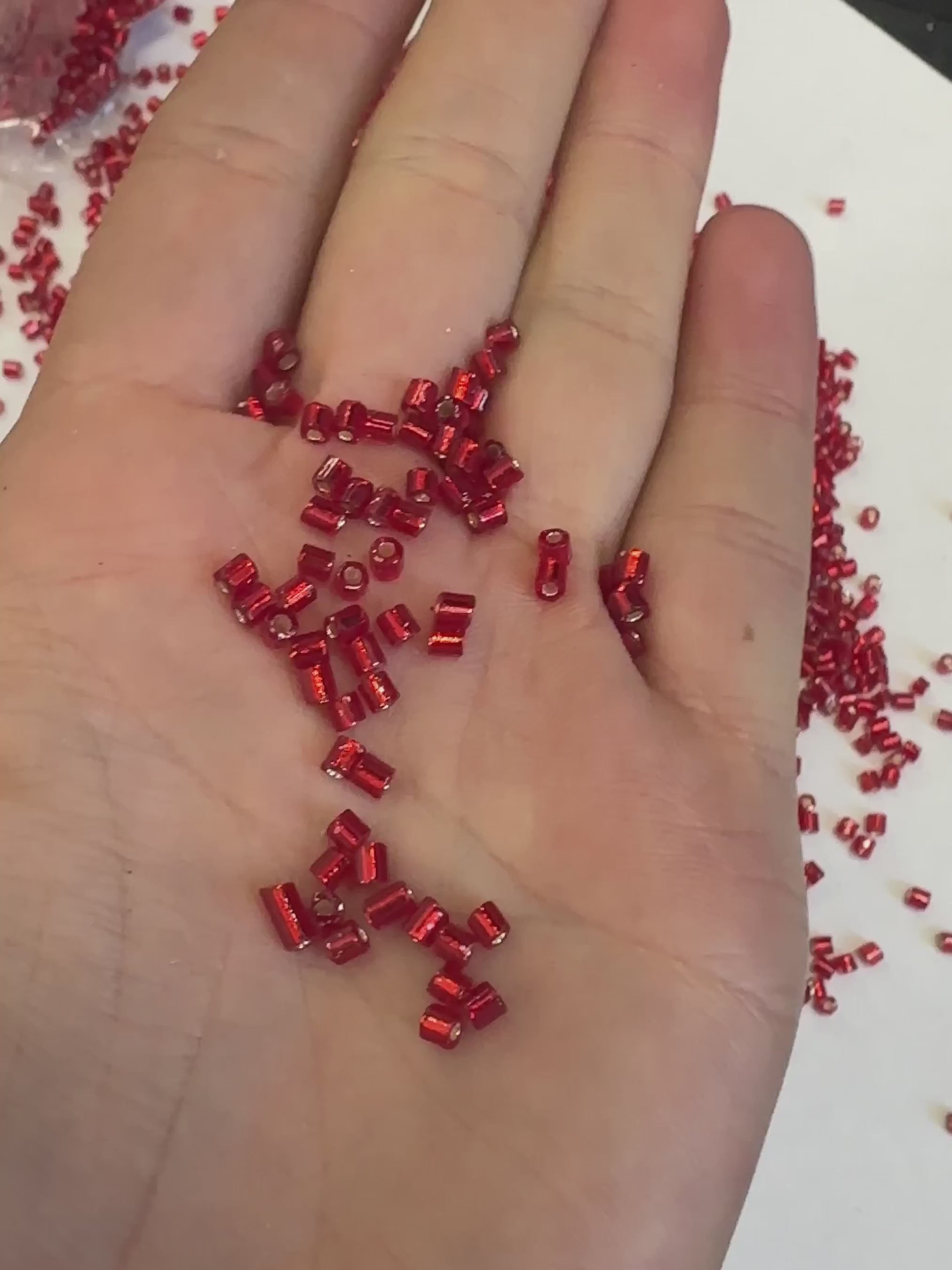 Red Bugle Crystal Glass Beads Bulk, dar red applique, red bodice, red embellishment for dress, 
