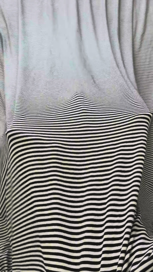 Black Everyday Stripe Jersey Knit, Striped Knit Fabric, Rayon Jersey Fabric, Stretch Jersey Knit, 4 Way Stretch Knit, Soft Jersey Fabric, Striped Apparel Fabric, Rayon Spandex Knit, Lightweight Jersey Fabric