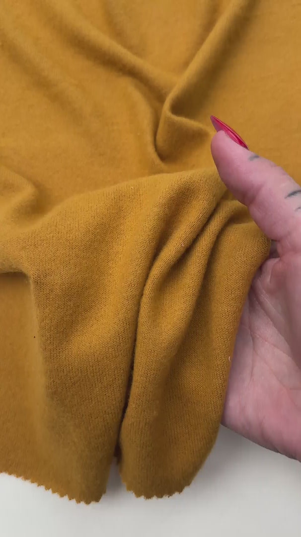 Honey Mustard Buttery Spandex Faux Cashmere Knit, Synthetic Cashmere Knit, Soft Sweater Knit Fabric, Cozy Faux Cashmere, Cashmere Feel Fabric, Winter Knit Material, Plush Knit Textile
