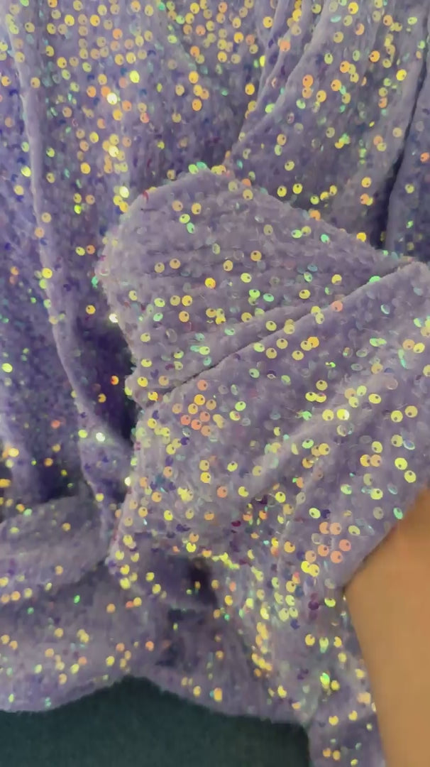 Lilac Sequins Velvet, Sequins Velvet, Stretch Sequin Mesh, Stretch Sequin velvet for woman, Stretch Sequin velvet for bride, Stretch Sequin velvet on discount, Stretch Sequin velvet online