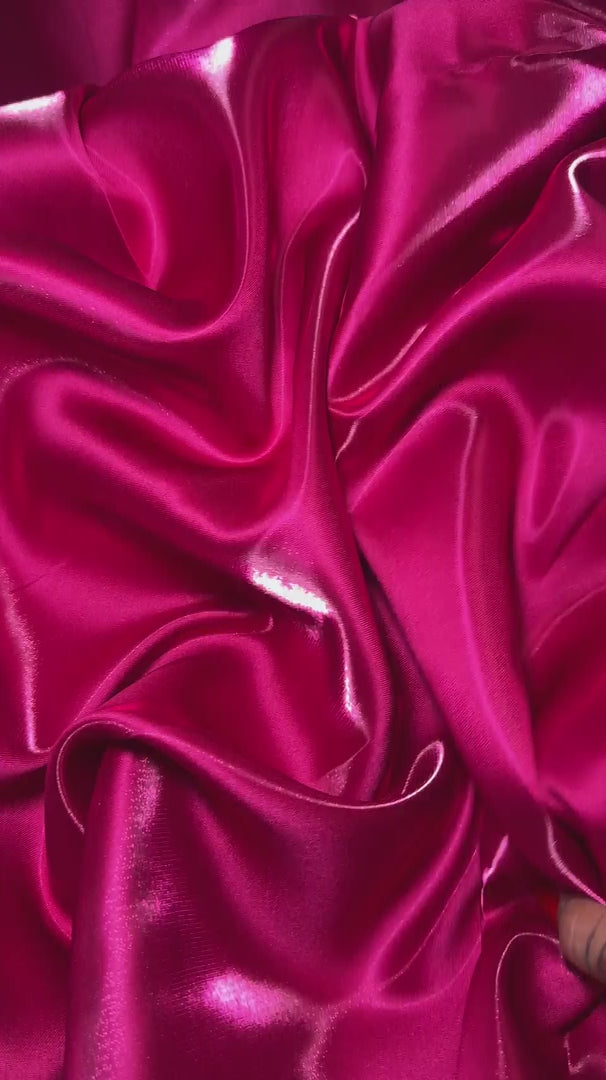 Fuchsia Liquid Satin, Luxury Silky Satin, Liquid Bridal Satin, Silky Satin, Premium Stretch Bridal Satin, Satin for Bride, Satin for Women, Satin in Low Price, Cheap Satin, Satin on Sale