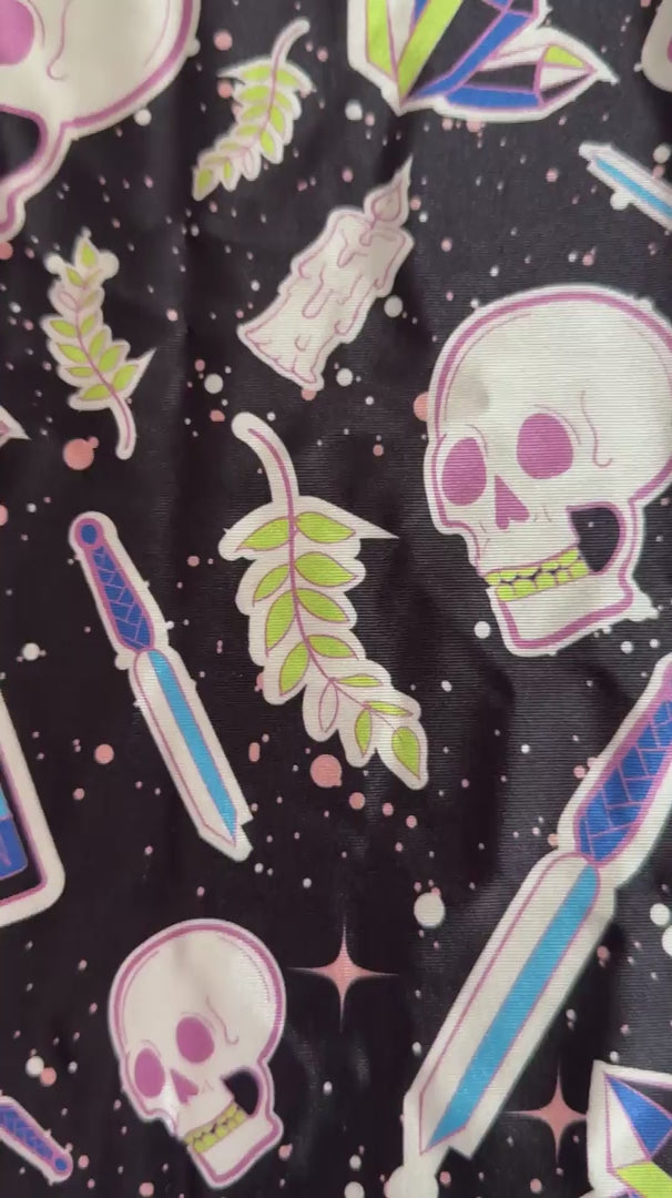 Skull Tarot Print Nylon Spandex, Nylon Spandex Print, Printed Spandex Fabric, Stretch Print Fabric, Printed Stretch Fabric, Spandex Print Fabric, Printed Fabric Stretch