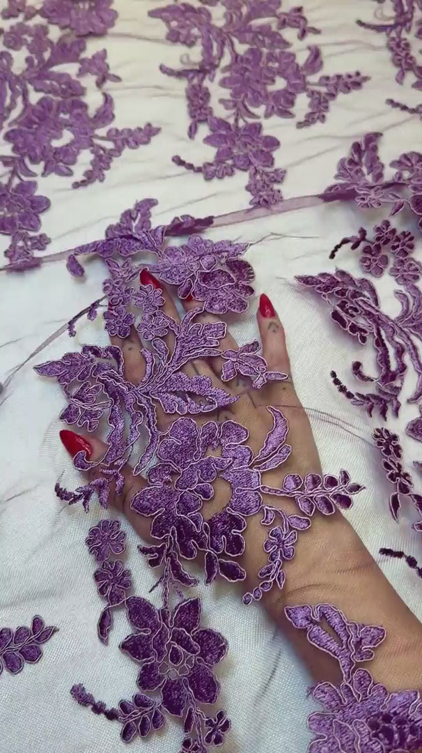 Magenta Romantic Bloom Embroidered Mesh Lace, Romantic Lace Fabric, Sheer Embroidered Lace, Bloom Lace Fabric, Bridal Lace Fabric, Wedding Dress Lace